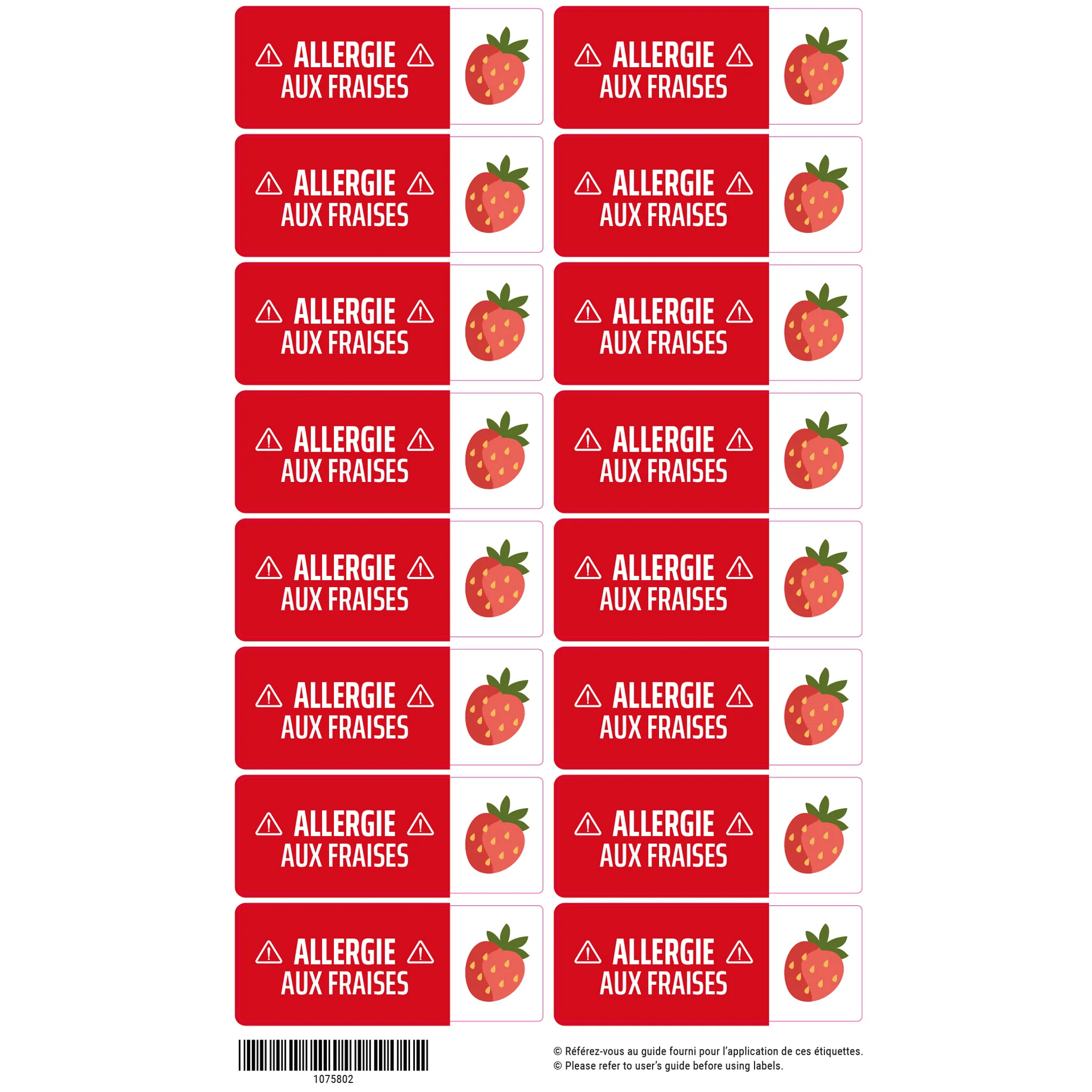 Étiquettes Allergie - Fraises - Image 3