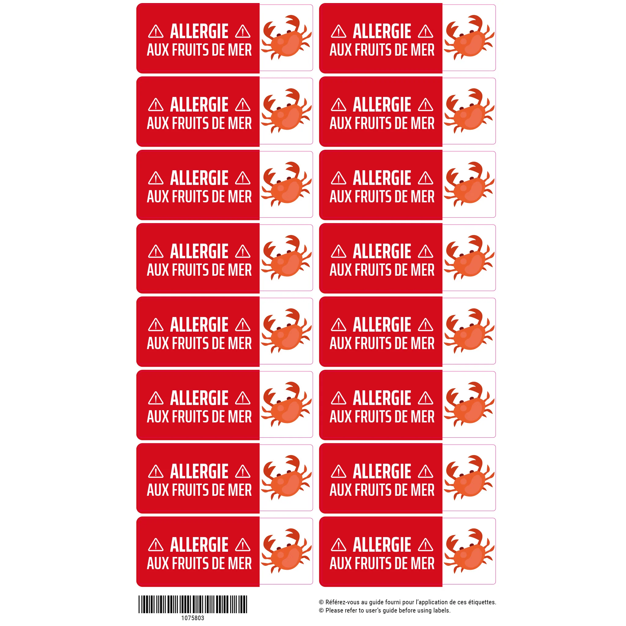 Étiquettes Allergie - Fruits de mer - Image 4