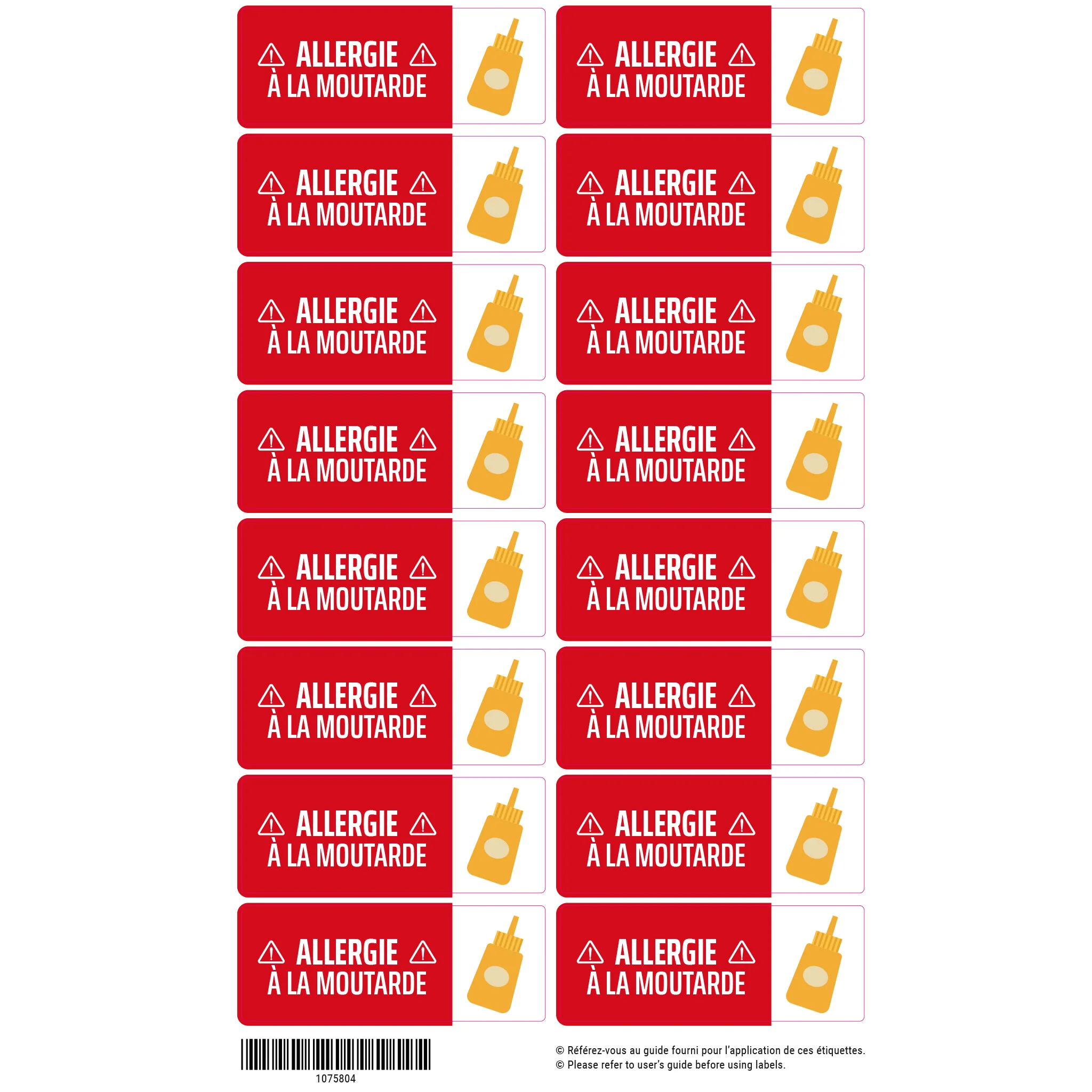 Étiquettes Allergie - Moutarde - Image 4