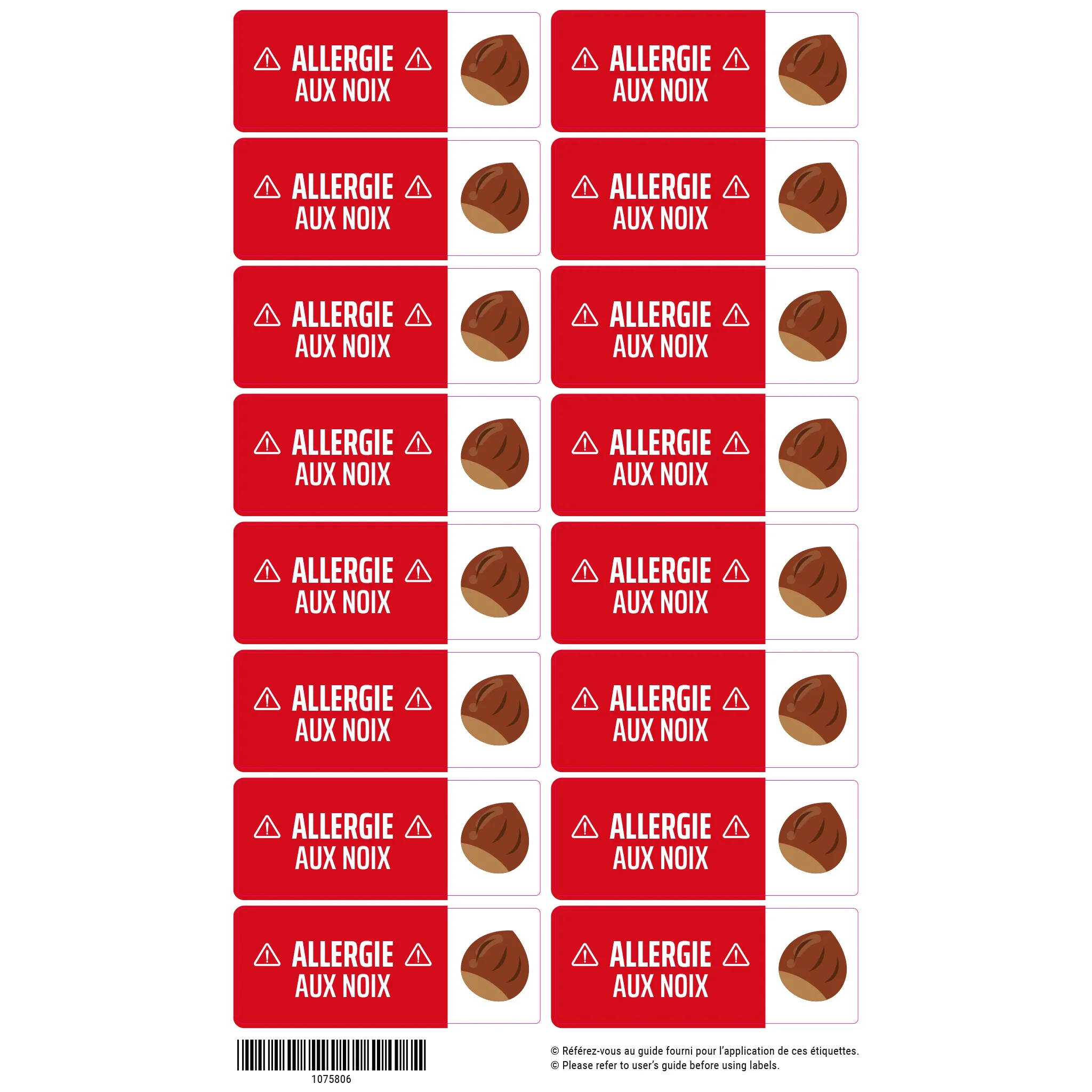 Étiquettes Allergie - Noix - Image 4