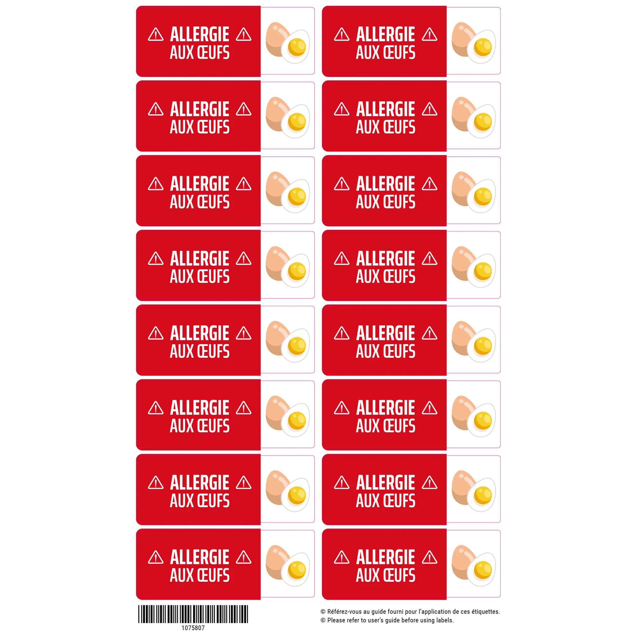 Étiquettes Allergie - Oeufs - Image 3