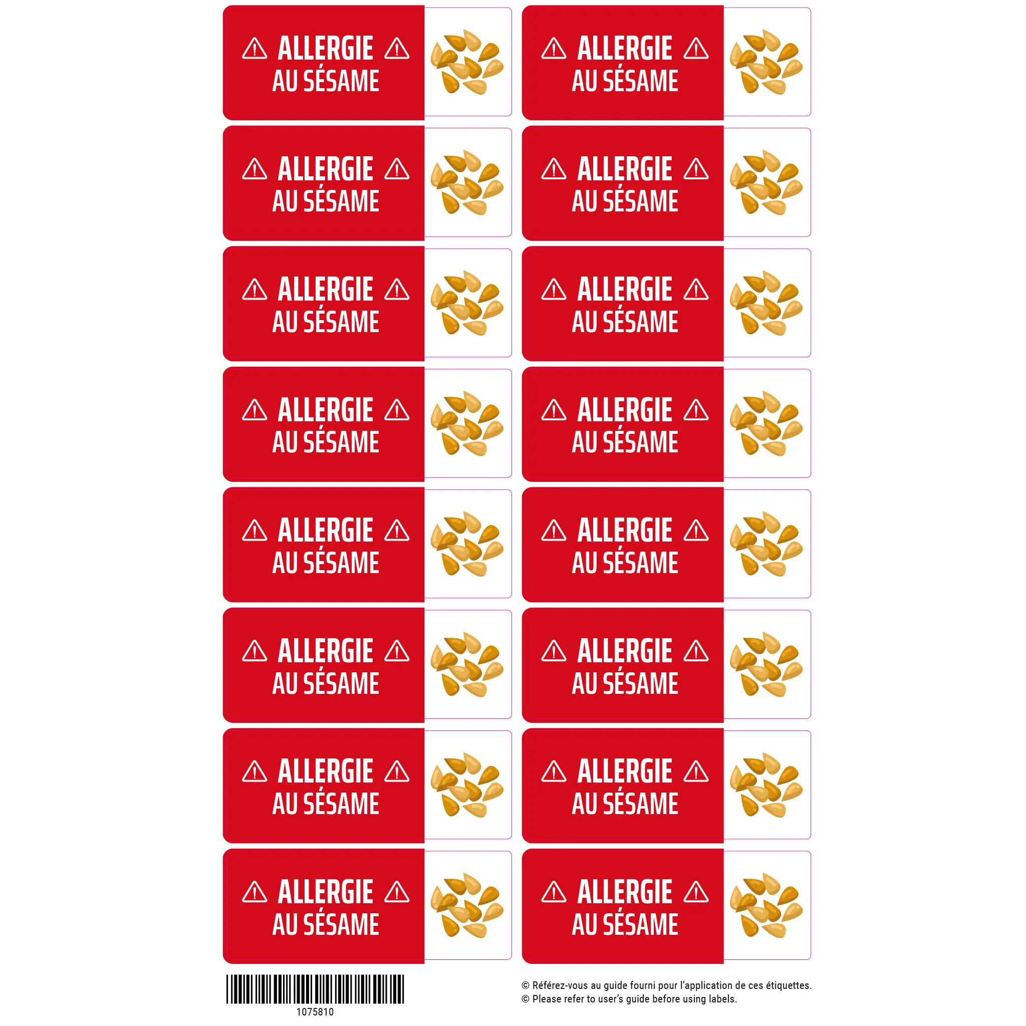 Étiquettes Allergie - Sésame - Image 3
