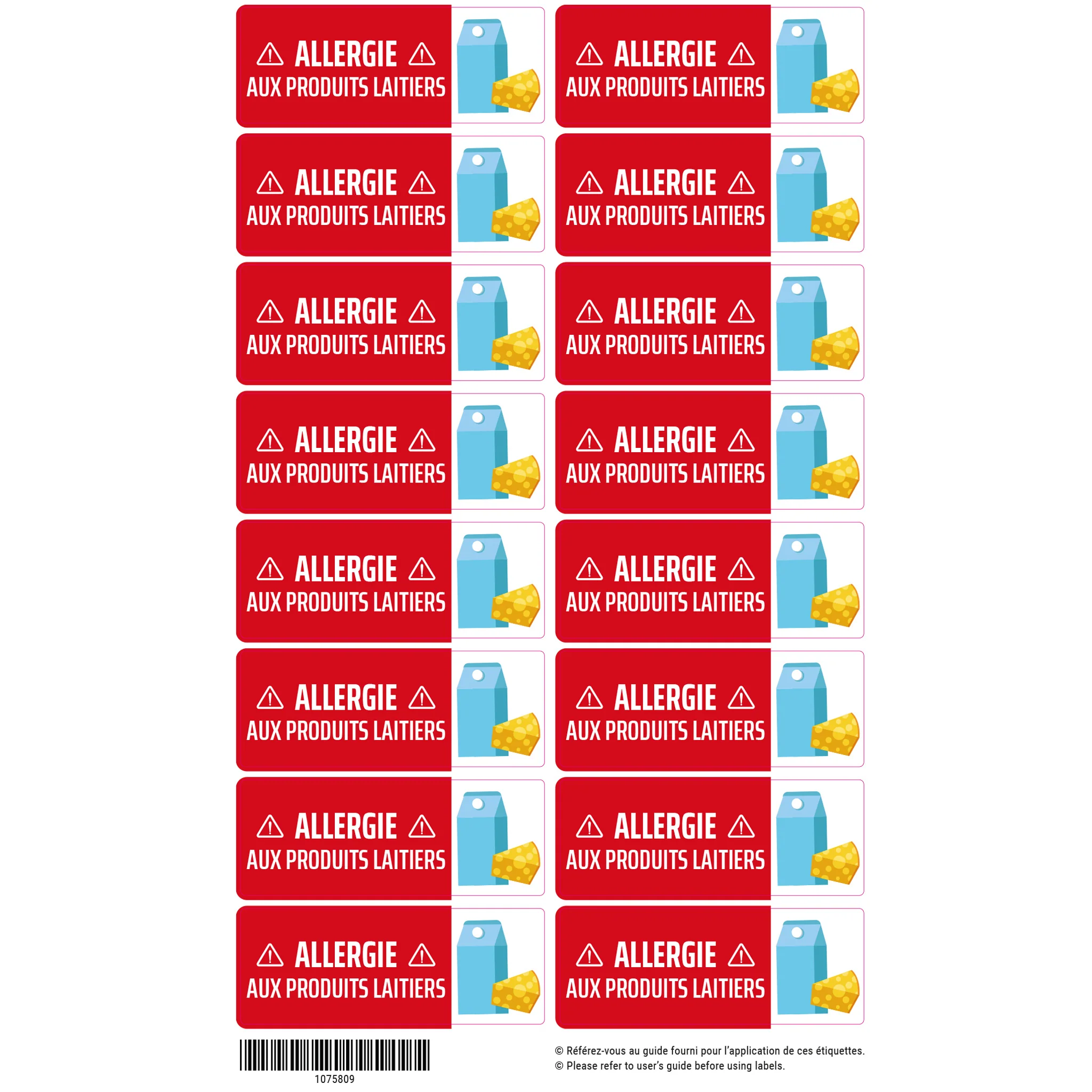 Étiquettes Allergie - Produits laitiers - Image 4