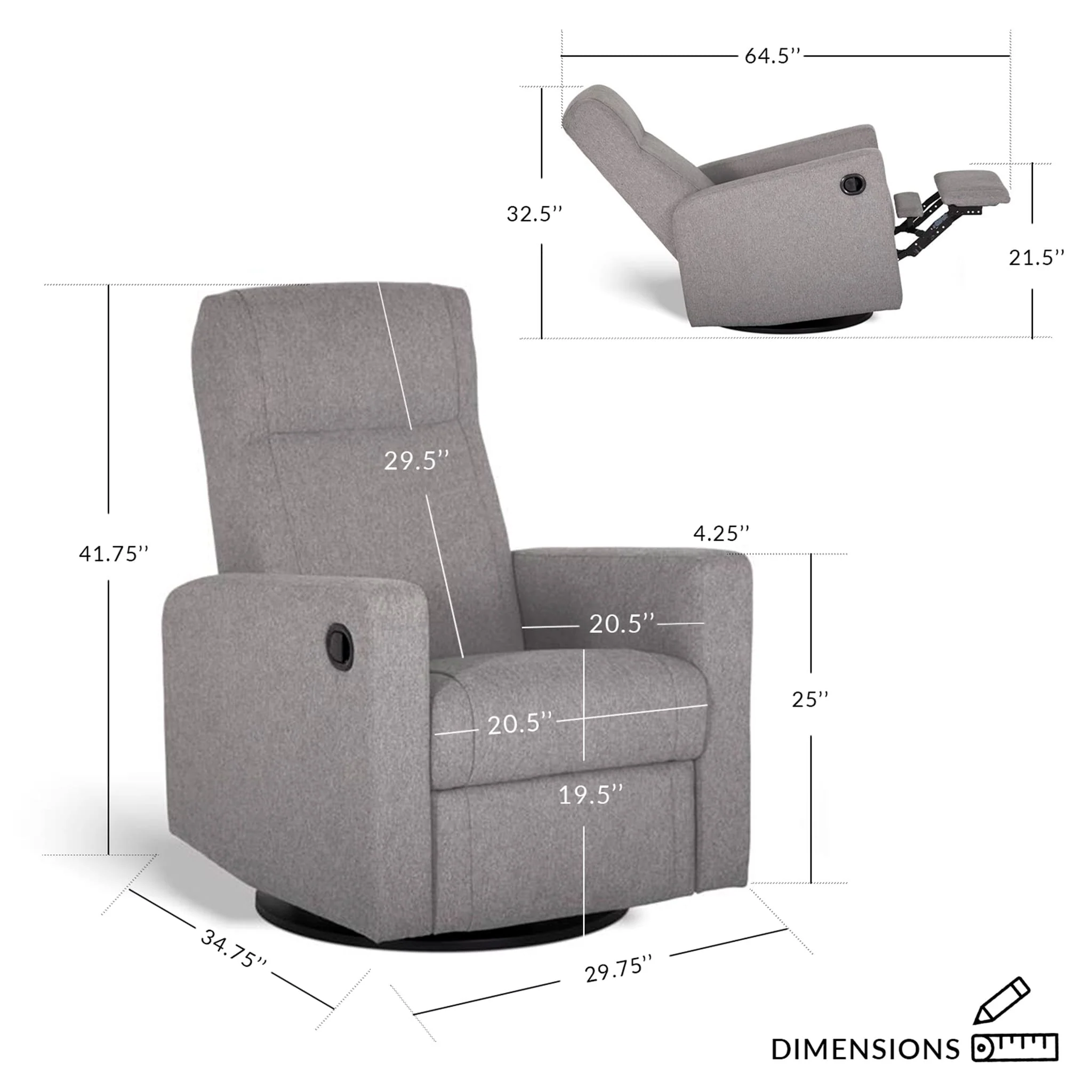 Fauteuil Berçant et Pivotant Nelly - Nubia Ivoire / Noir - Image 8