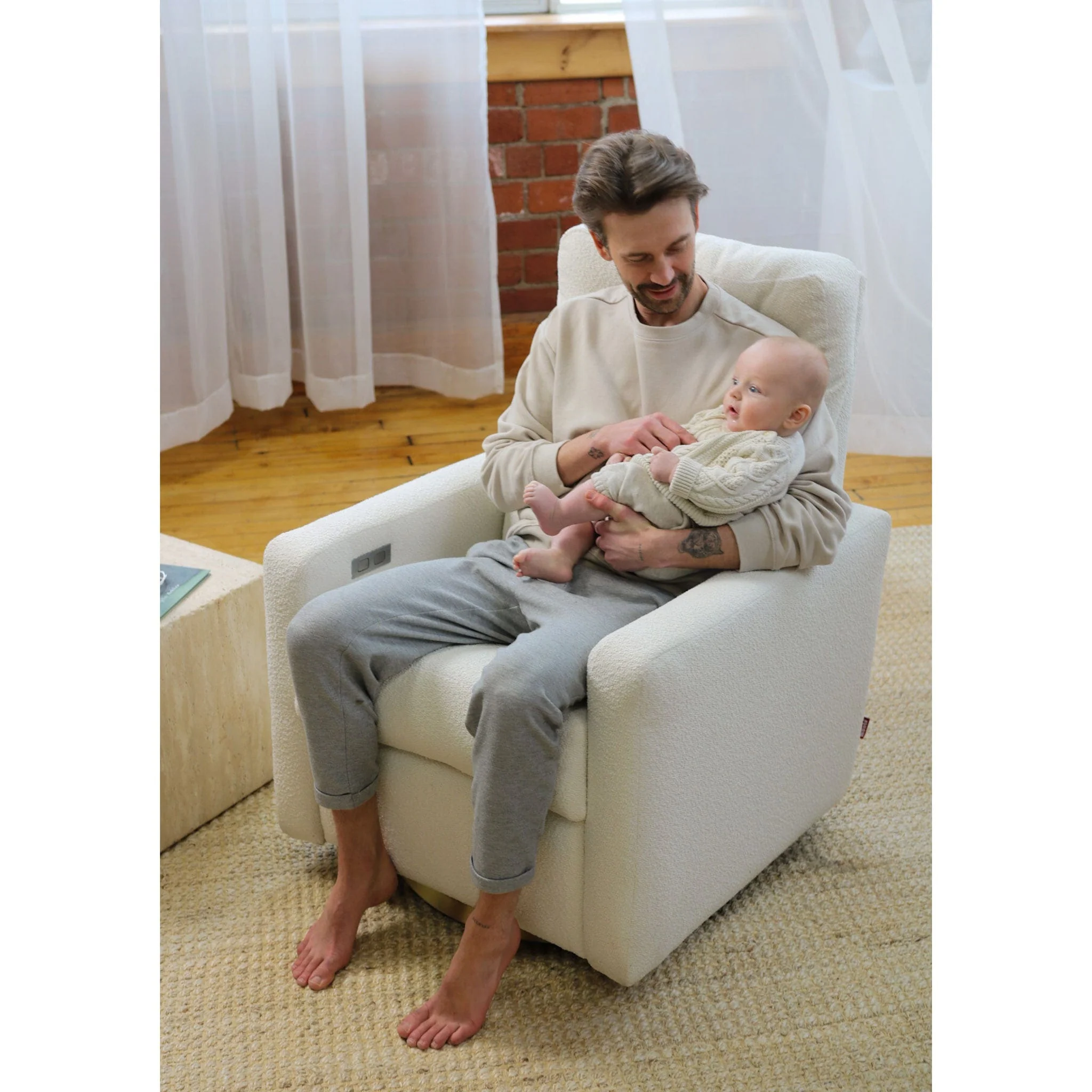 Fauteuil Berçant et Pivotant Como - Sherpa / Argent - Image 8