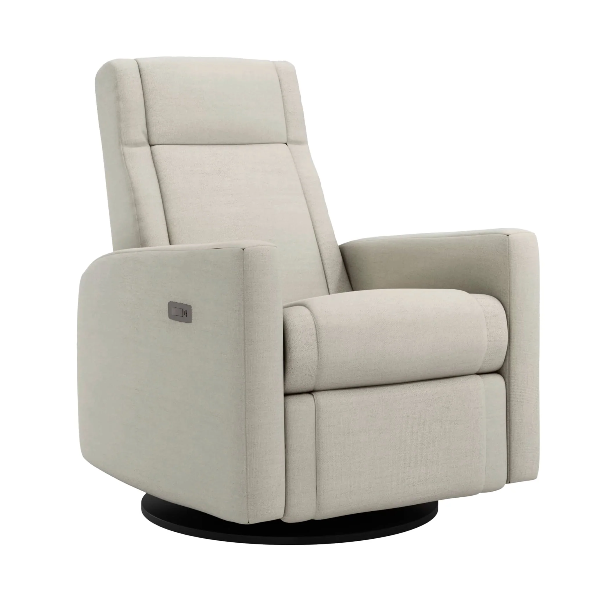 Fauteuil Berçant et Pivotant Nelly - Como Sable / Noir avec Mécanisme Électrique