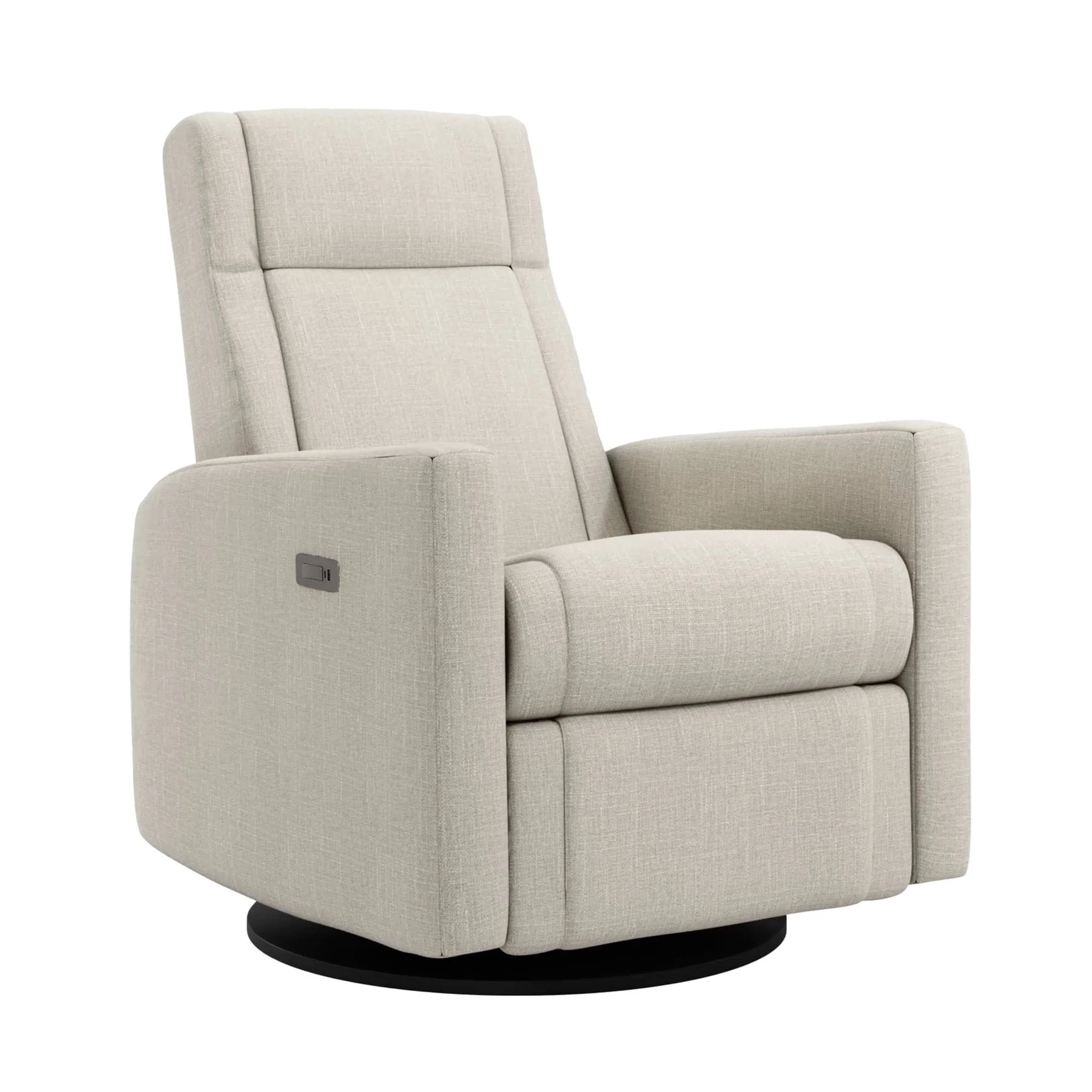Fauteuil Berçant et Pivotant Nelly - Nubia Ivoire / Noir avec Mécanisme Électrique