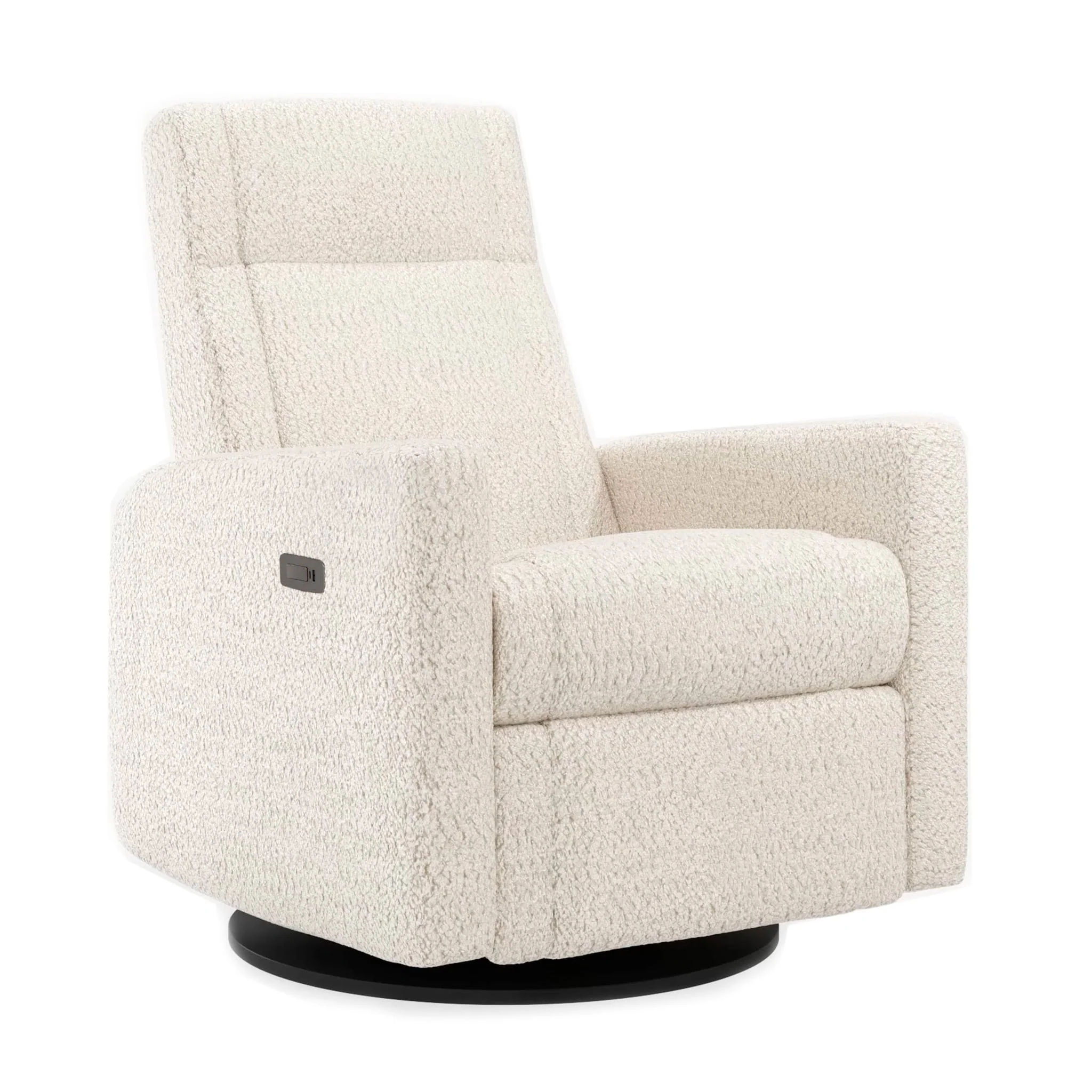 Fauteuil Berçant et Pivotant Nelly - Puppy Pearl / Noir avec Mécanisme Électrique