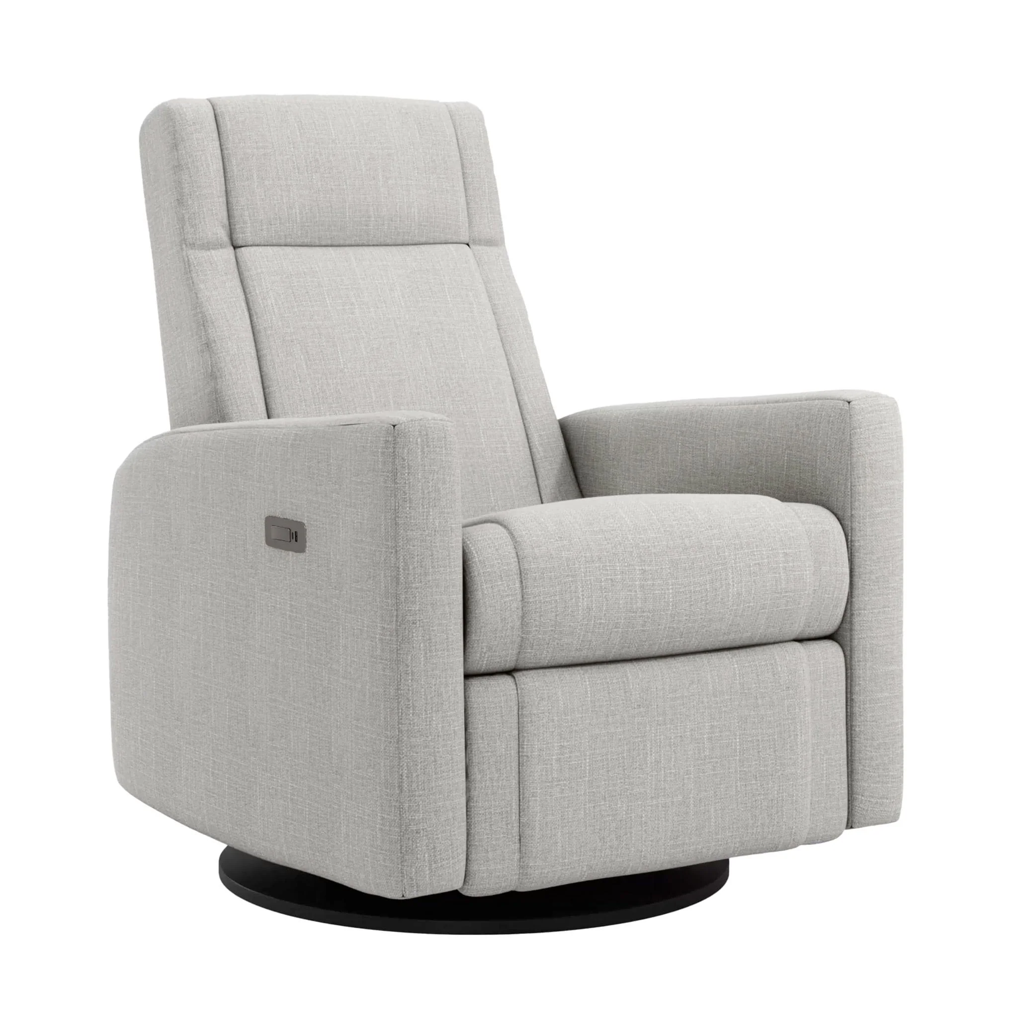 Fauteuil Berçant et Pivotant Nelly - Nubia Silver / Noir avec Mécanisme Électrique