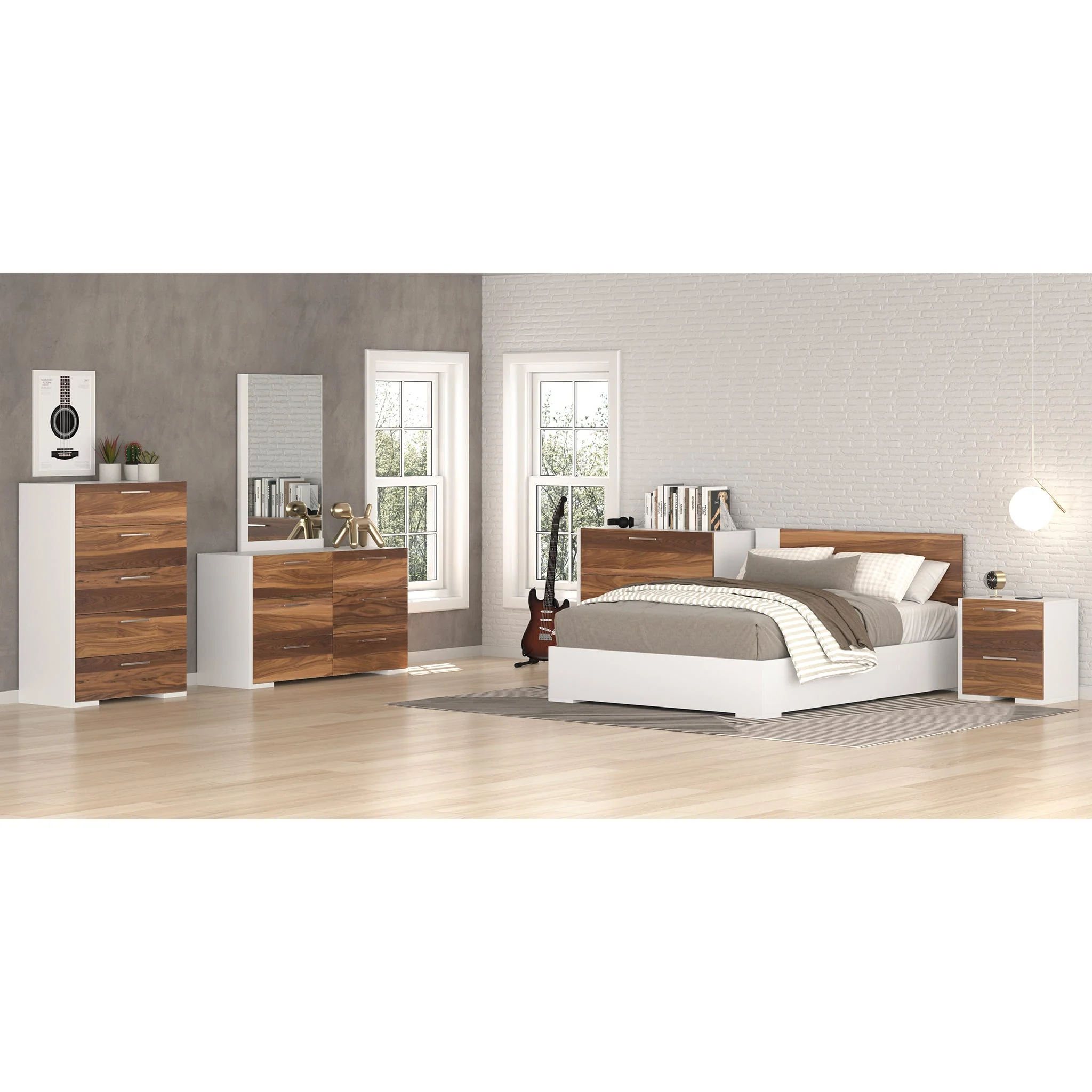 Lit Double - Blanc Noyer - Image 2