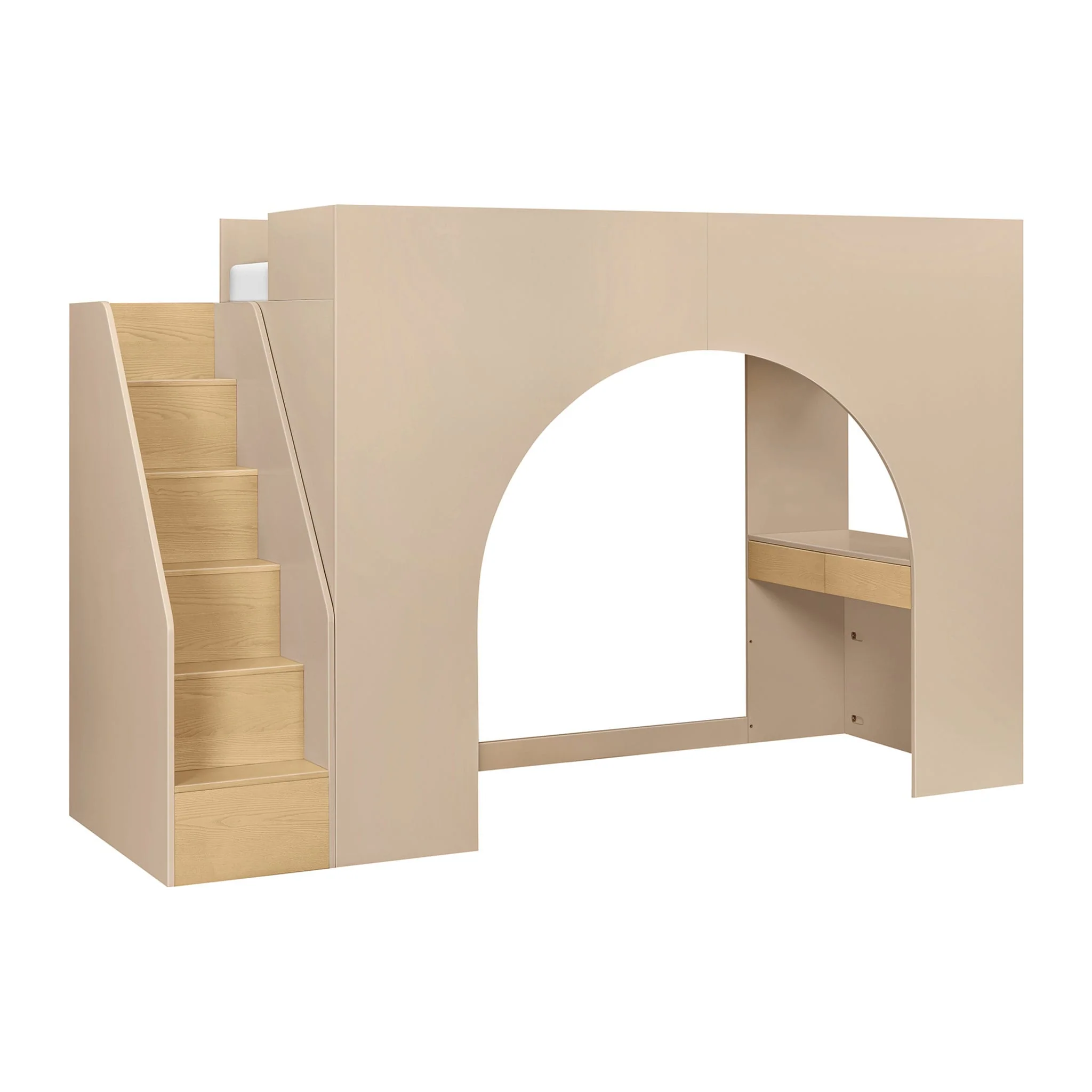 Lit Mezzanine avec Escalier Moab - Taupe / Cendre