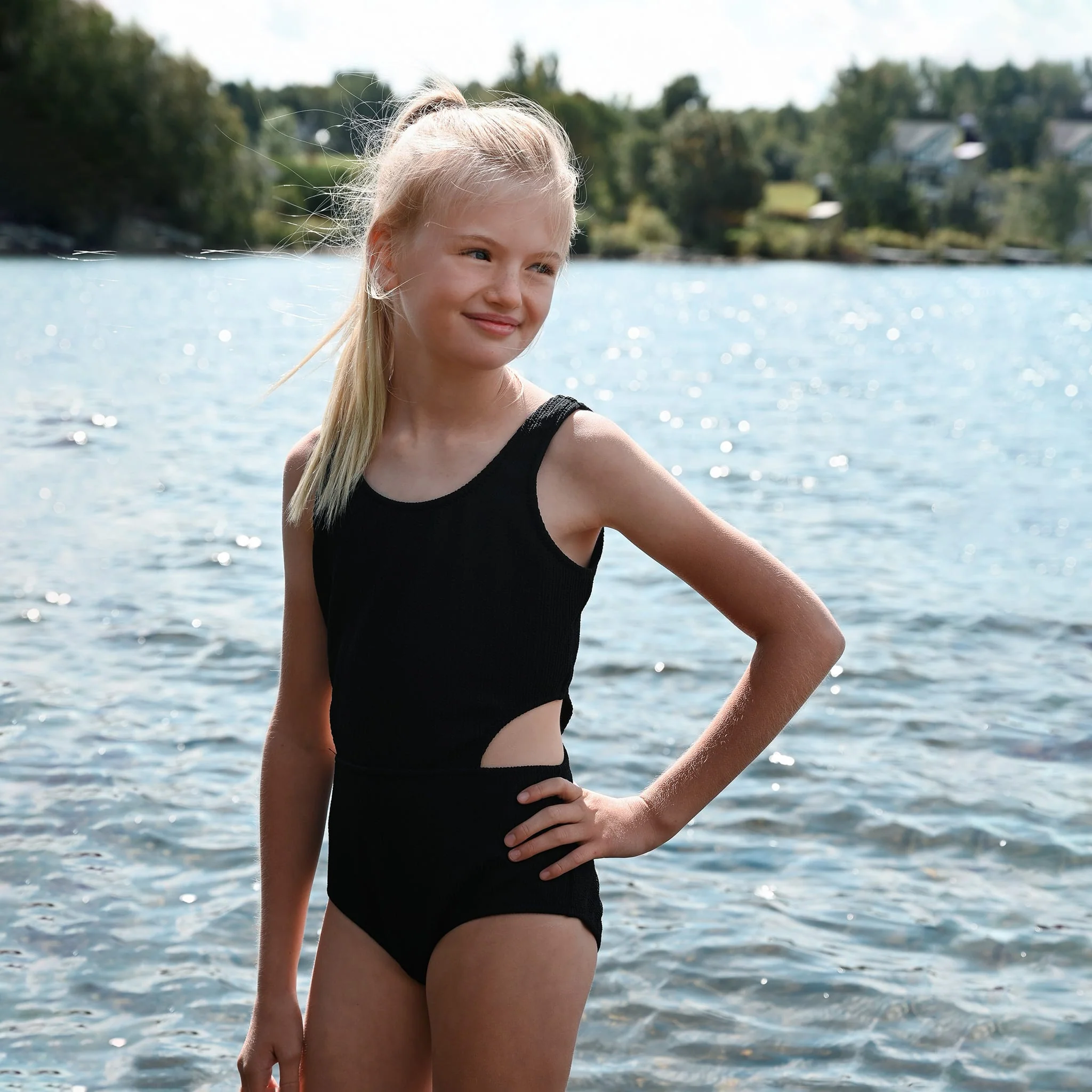 Maillot Côtelé Noir 2-14ans - Image 2