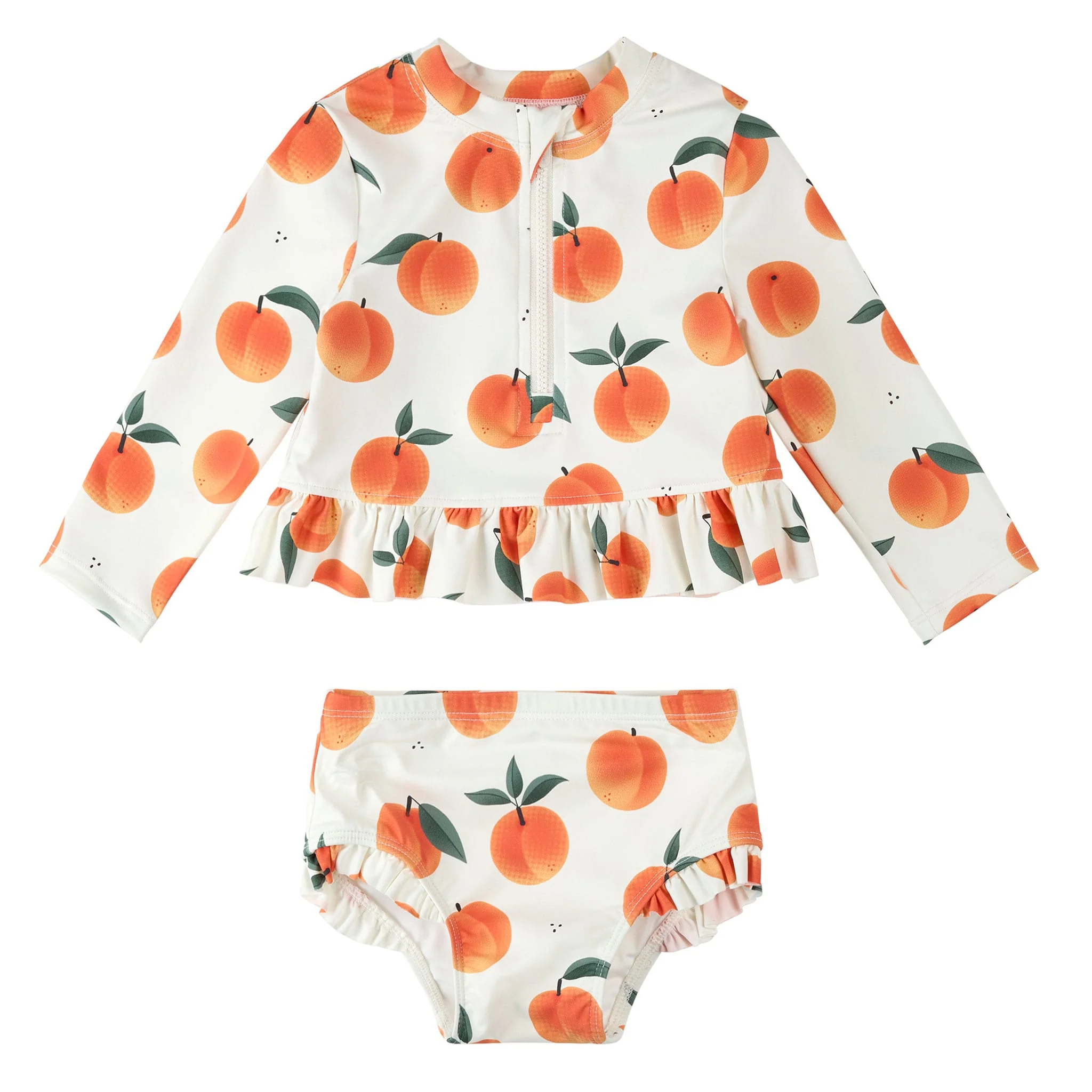 Maillot UV Manches Longues Deux Pièces Pêches 2-5ans