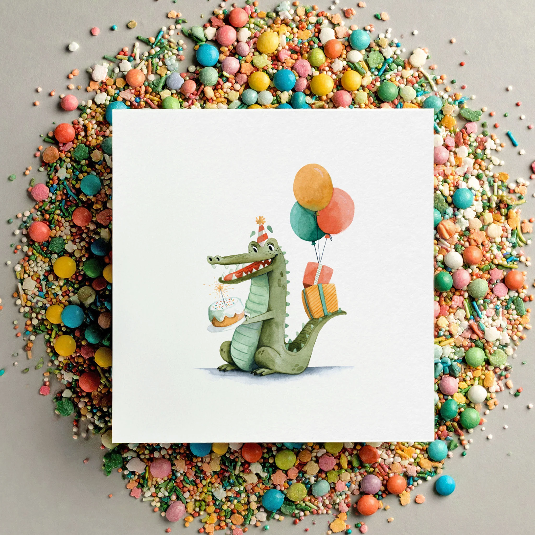 Mini Carte de Souhait de Fête - Rocco le Crocodile - Image 2