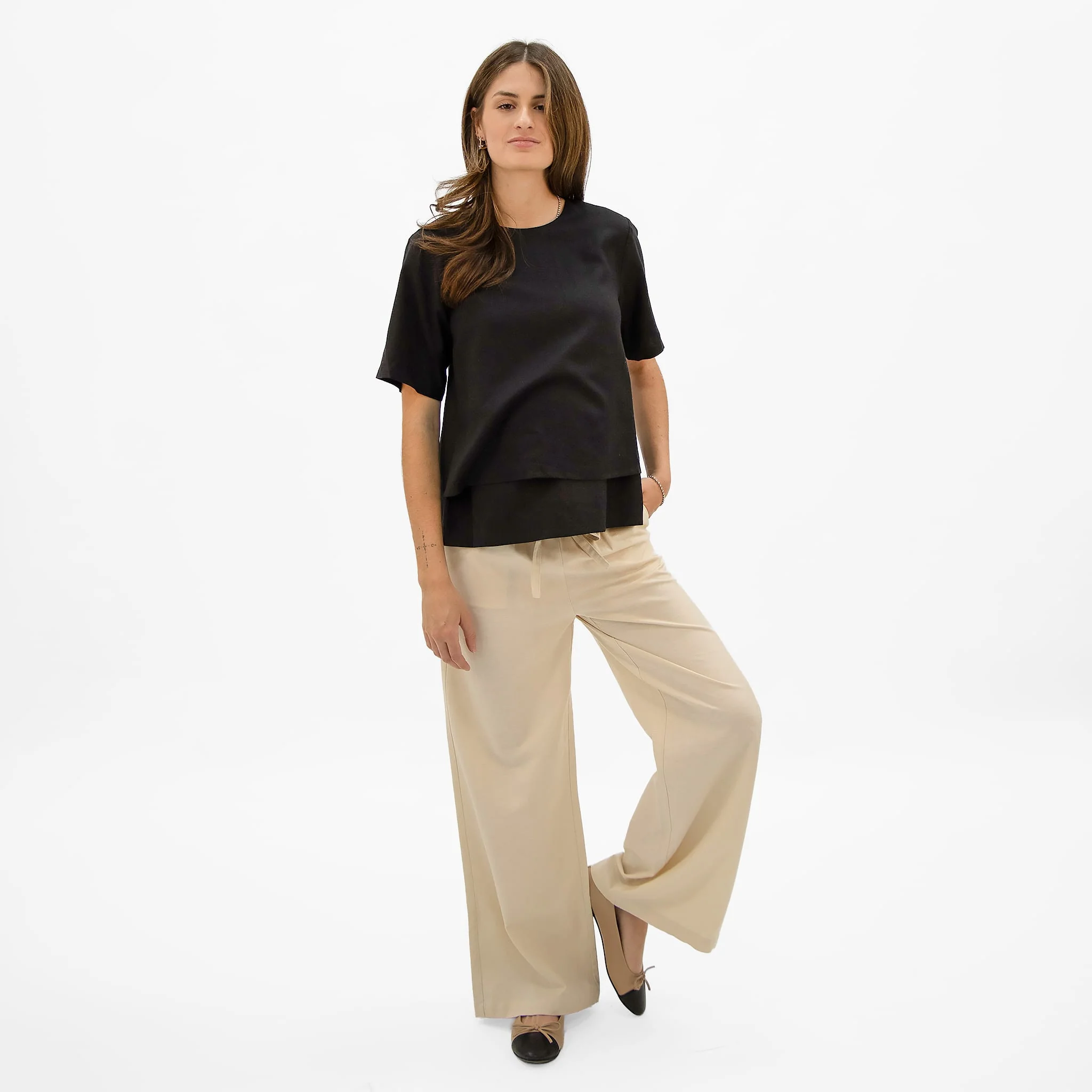 Pantalon Maternité Lin Beige - Image 5