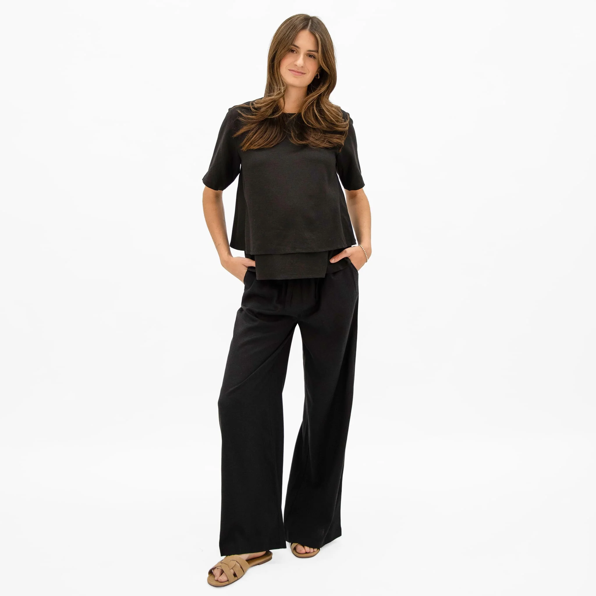 Pantalon Maternité Lin Noir - Image 7