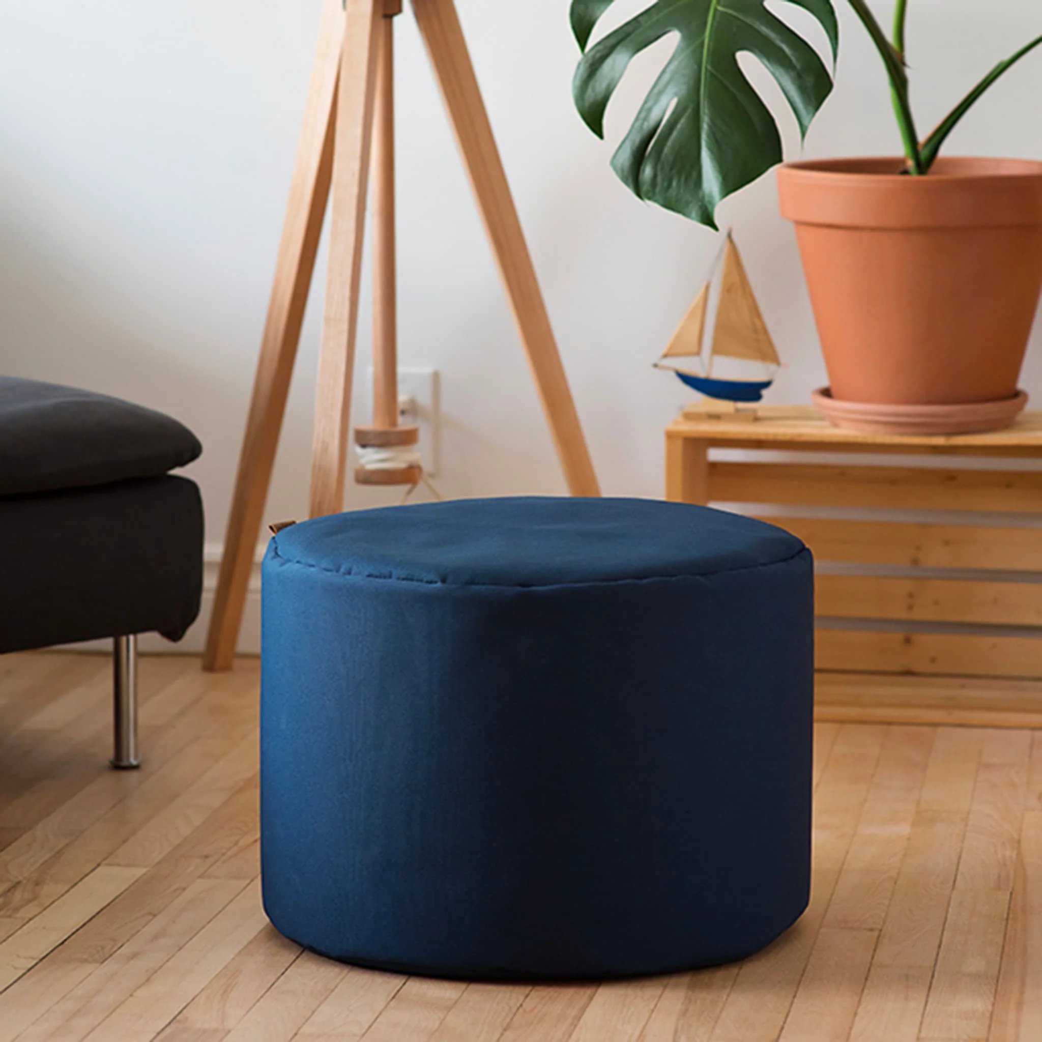 Pouf Repose-pieds Rond - Marin - Image 3