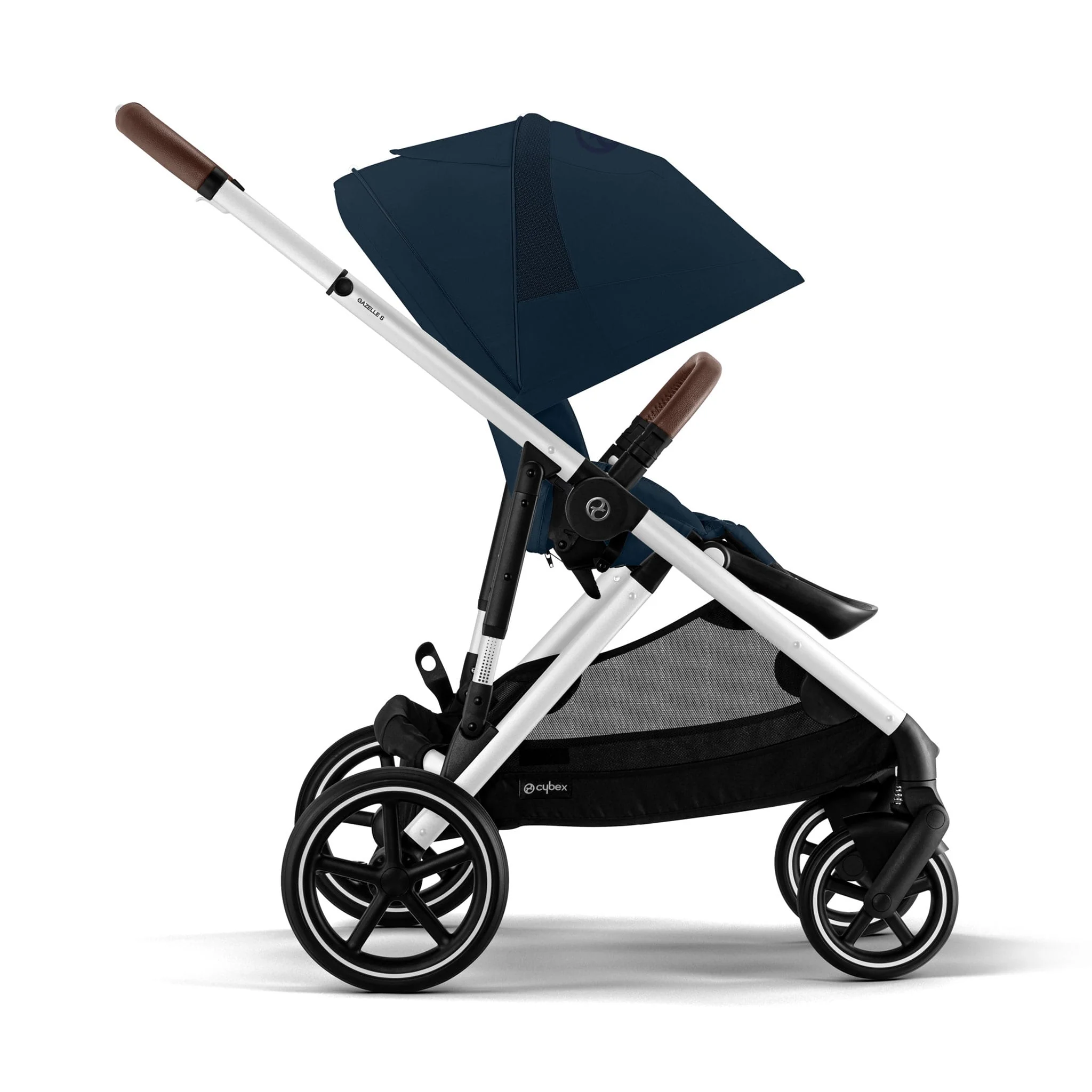 Poussette Gazelle S – Châssis couleur argent avec siège Bleu Océan - Image 3