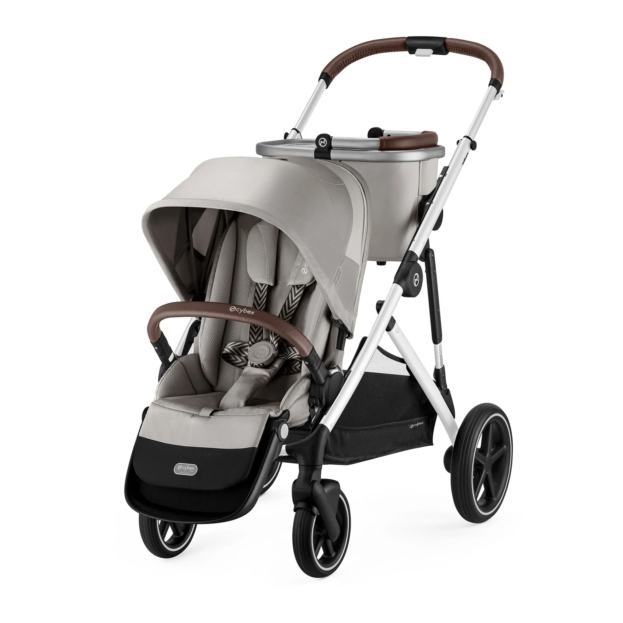 Poussette Gazelle S – Châssis couleur Argent avec siège Stone Gris