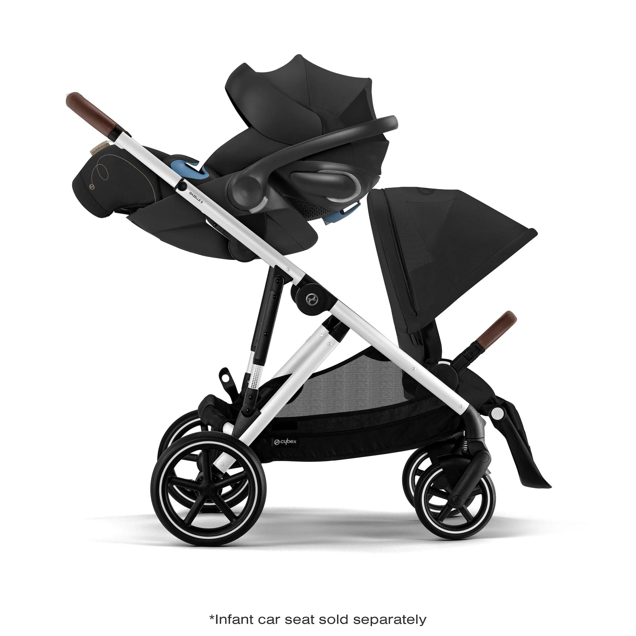 Poussette Gazelle S – Châssis couleur argent avec siège Noir Moon - Image 14