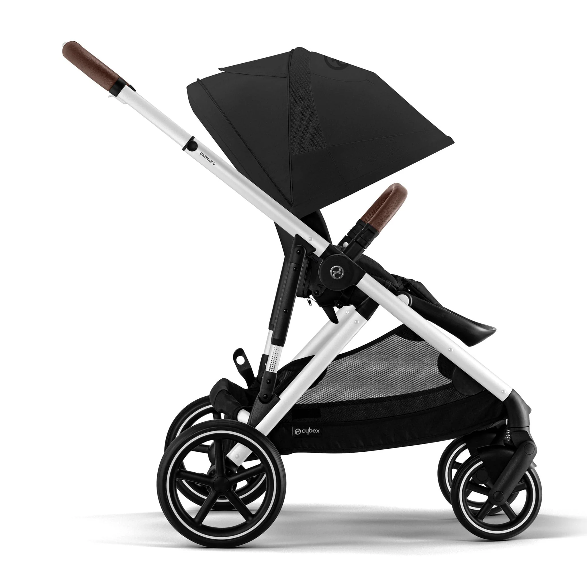 Poussette Gazelle S – Châssis couleur argent avec siège Noir Moon - Image 5