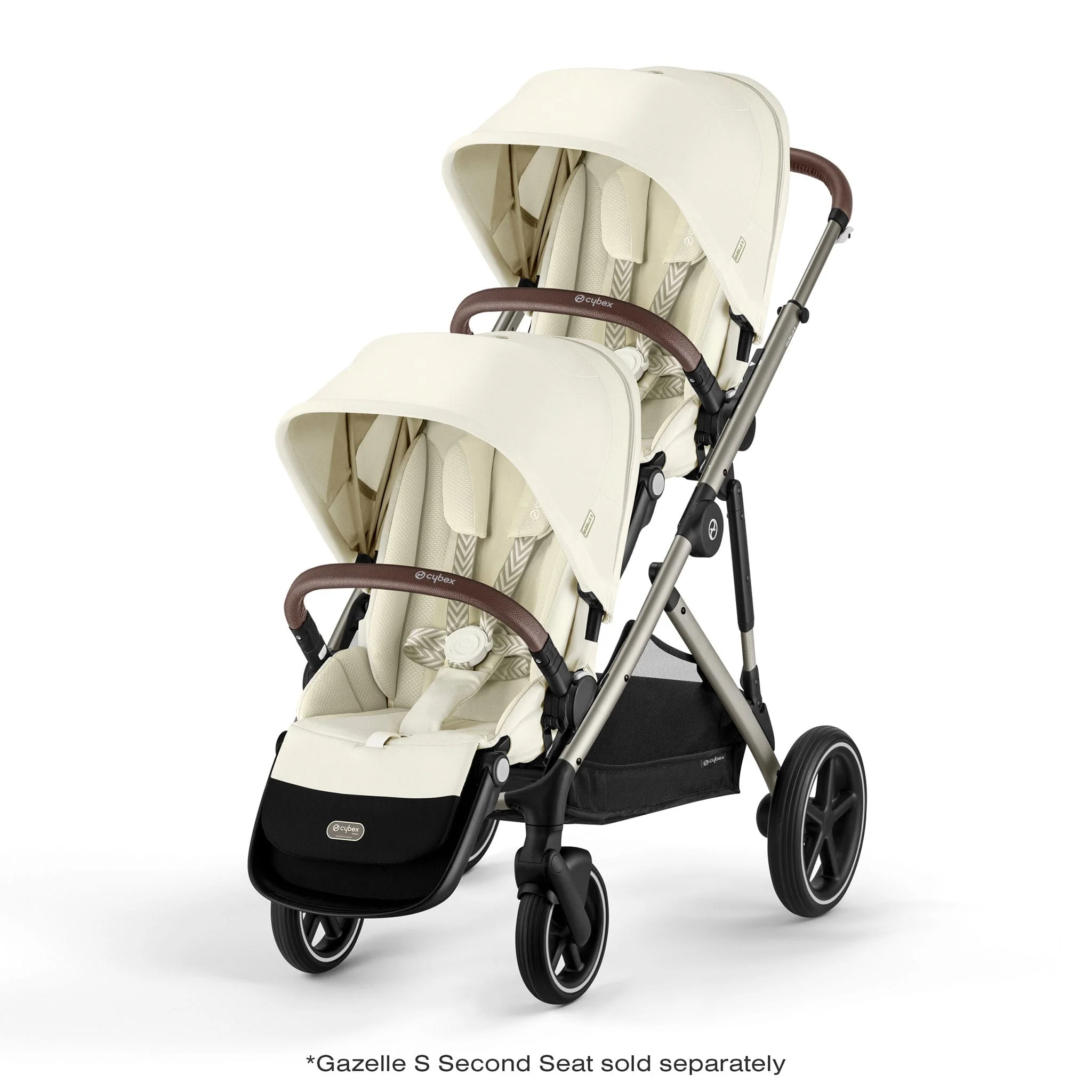 Poussette Gazelle S – Châssis couleur taupe avec siège Beige Coquillage - Image 12