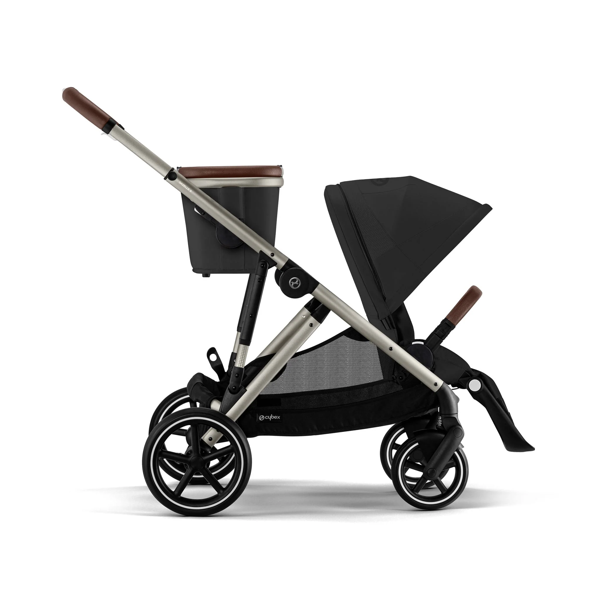 Poussette Gazelle S – Châssis Taupe avec siège Noir Moon - Image 7