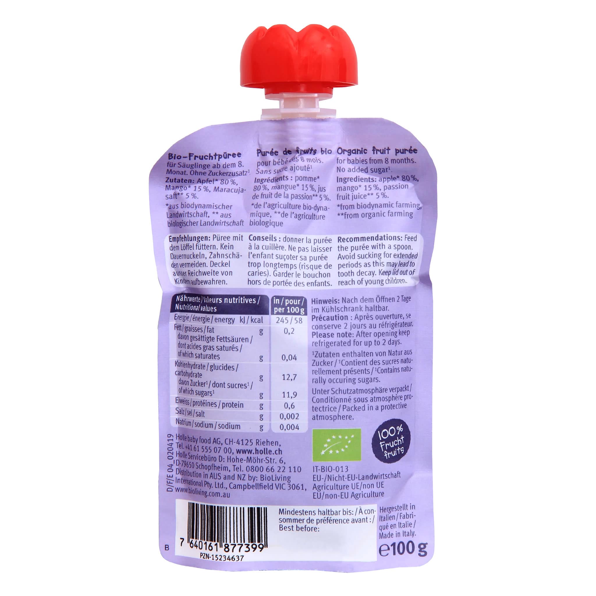 Purée Bio - Tropic Tiger - Pomme avec Mangue & Fruit de la passion (À partir de 8 mois) - Image 2