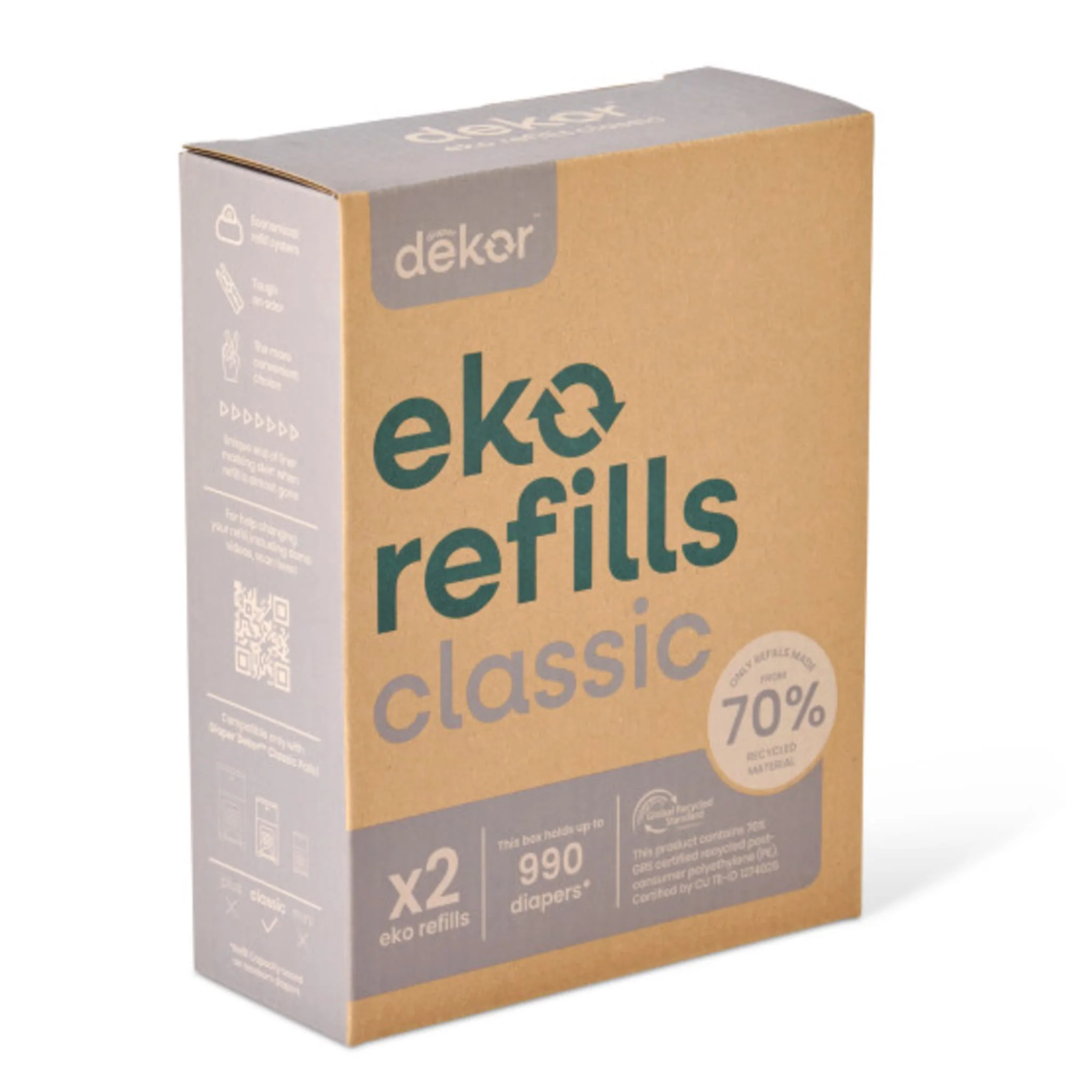 Recharges (2) pour Poubelle à Couches Dekor Eko Classic