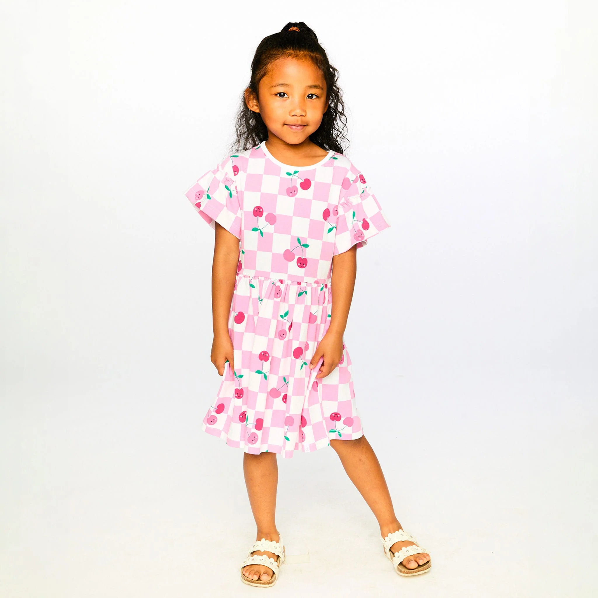 Robe Carreaux Cerise 3-6ans - Image 2