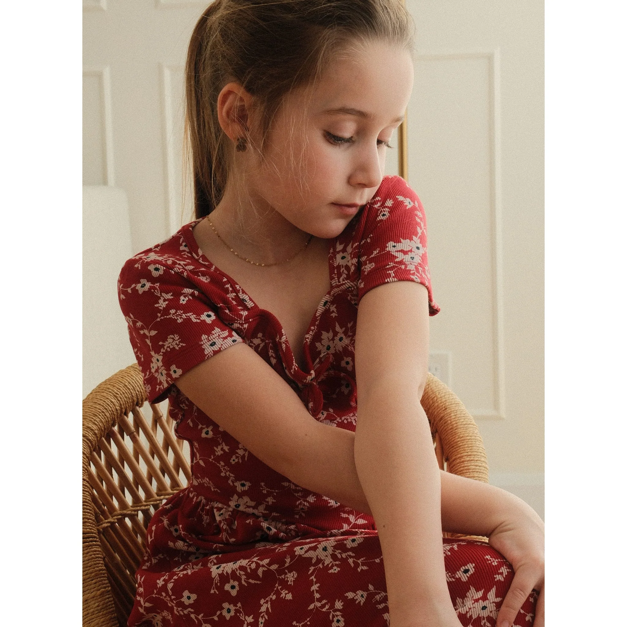 Robe Côtelée Fleurs Cerises 7-14ans - Image 7