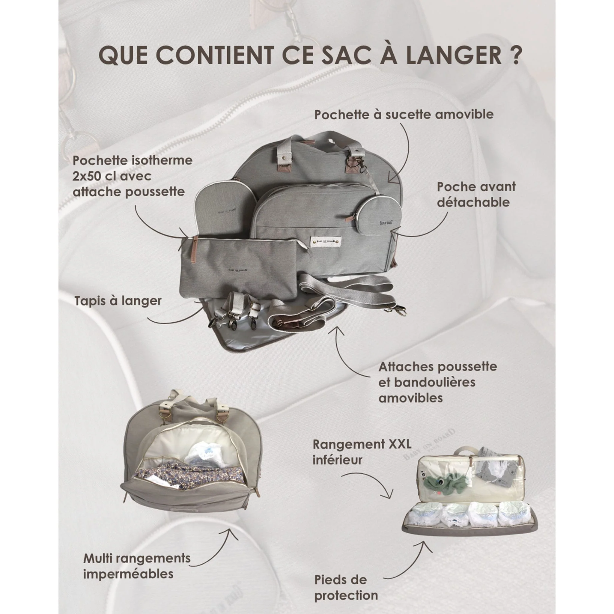 Sac À Couches Juliette - Galet - Image 3