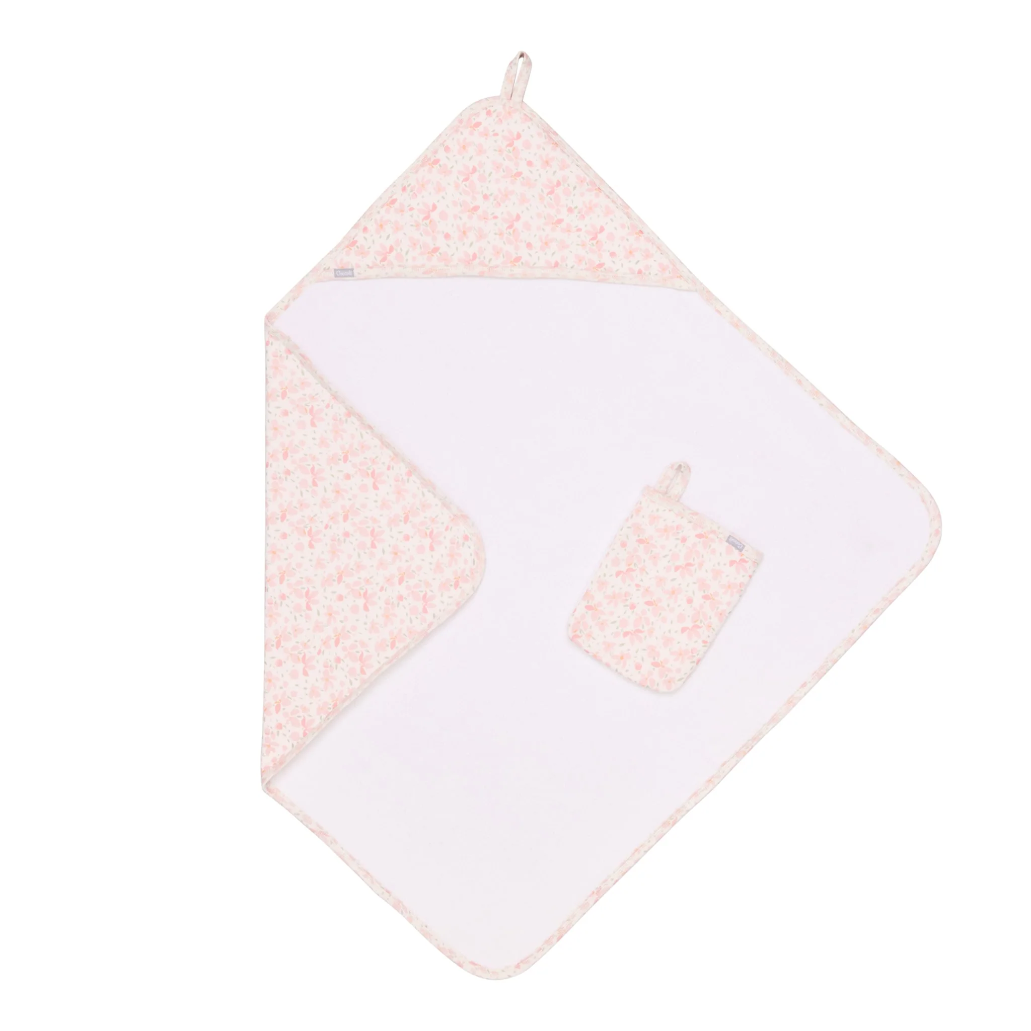 Serviette de Bain à Capuchon et Gant - Fleurs