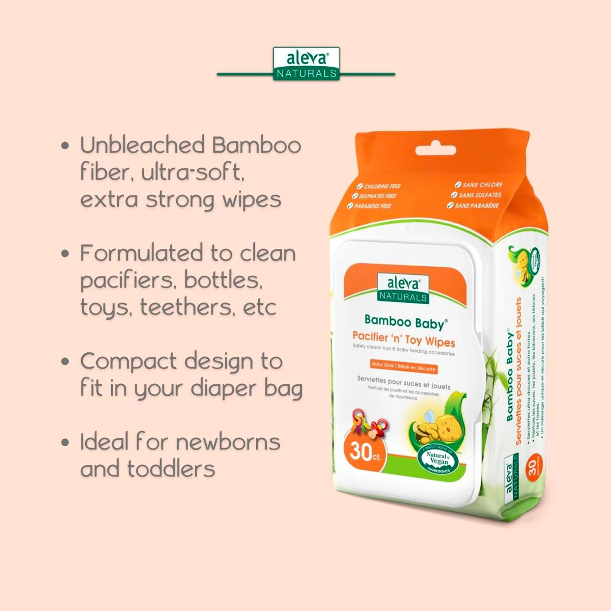 Serviettes Lingettes (30) Bambou  Suces/Jouets - Image 3