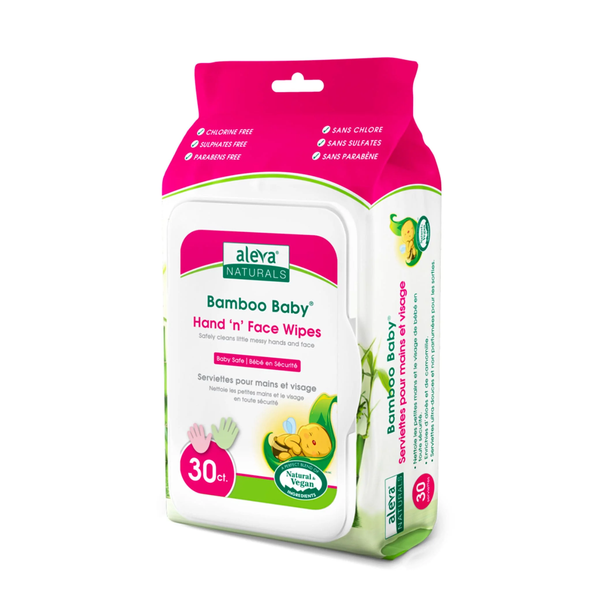 Serviettes Lingettes (30) Bambou Main/Visage