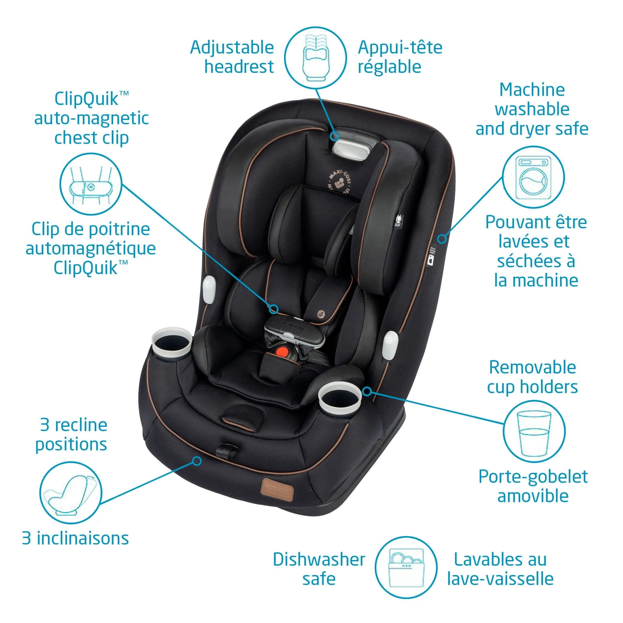 Siège d'Auto Pria All-in-one 4-100lb - Designer Noir - Image 3