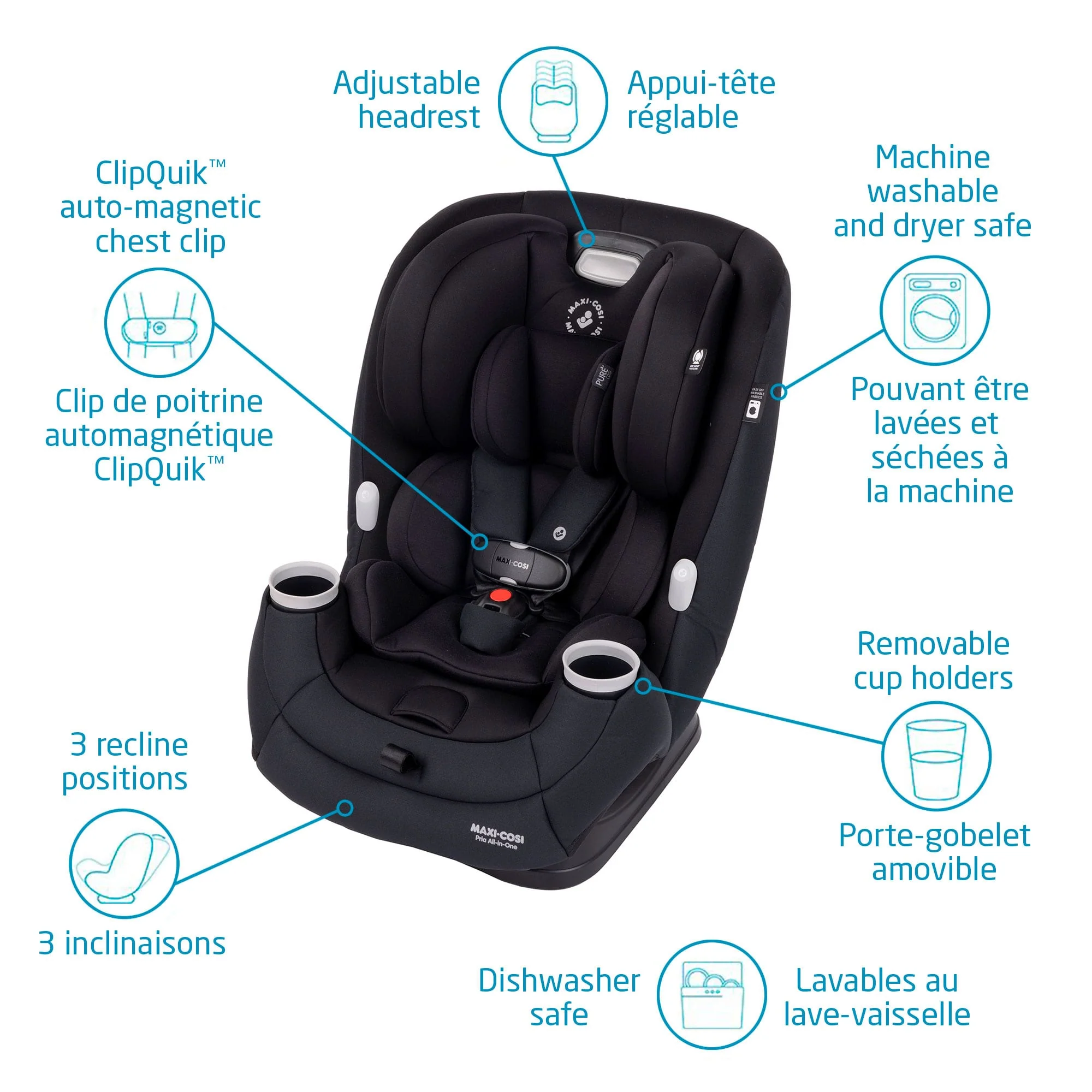 Siège d'Auto Pria All-in-one 4-100lb - Authentic Noir - Image 3