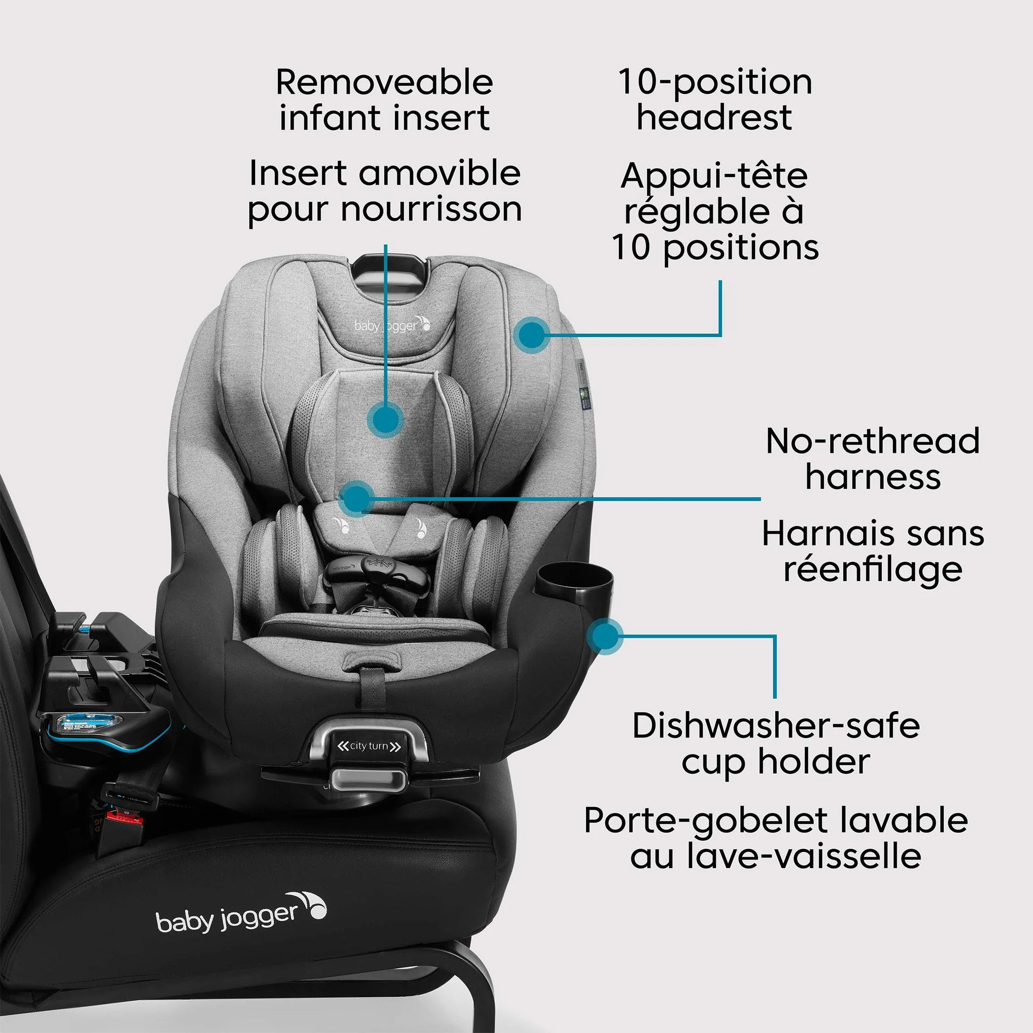 Siège d'Auto City Turn™ Rotating Convertible 4-65lb - Onyx Noir - Image 6