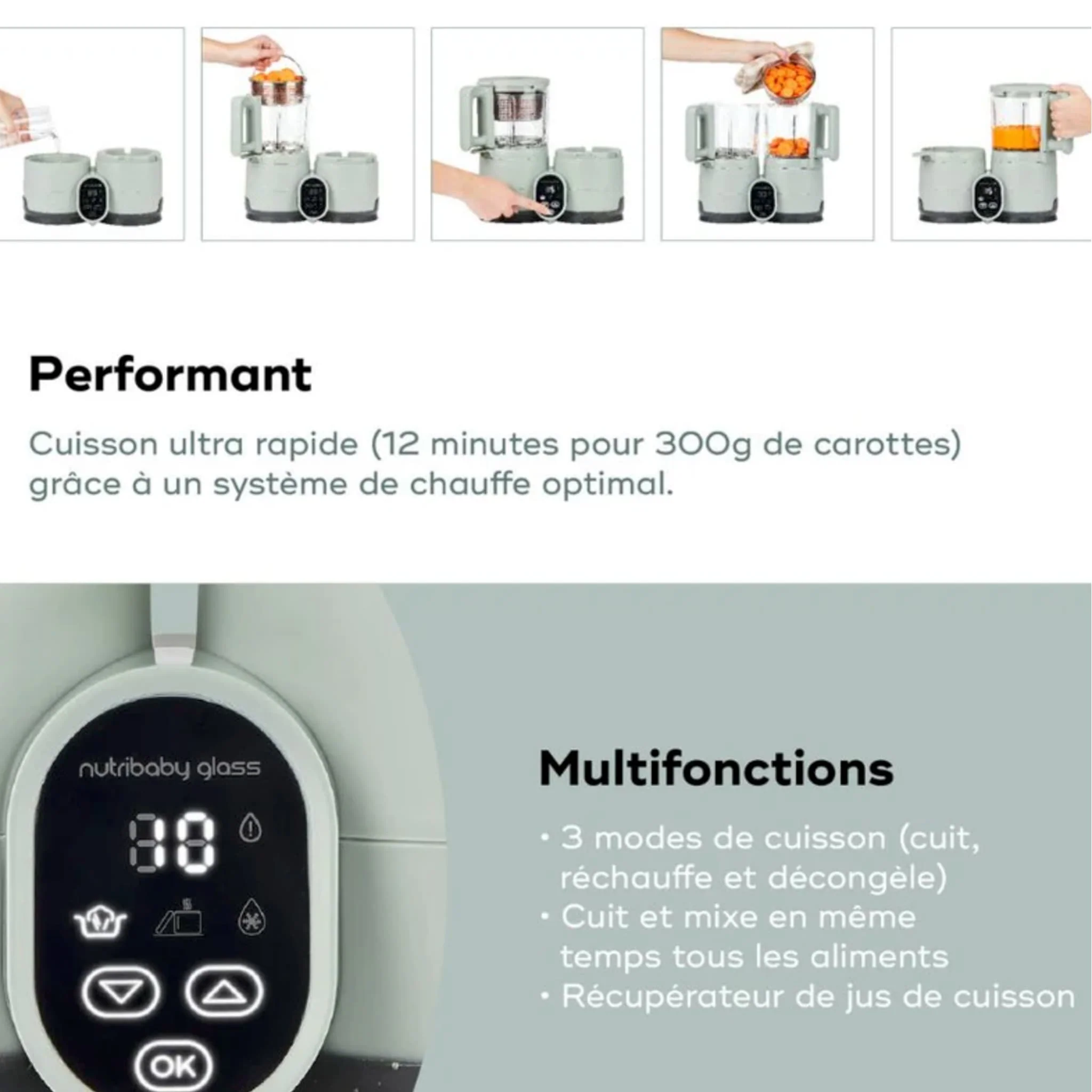 Robot en Verre Cuisson Rapide - Nutribaby Glass Celadon - Image 4