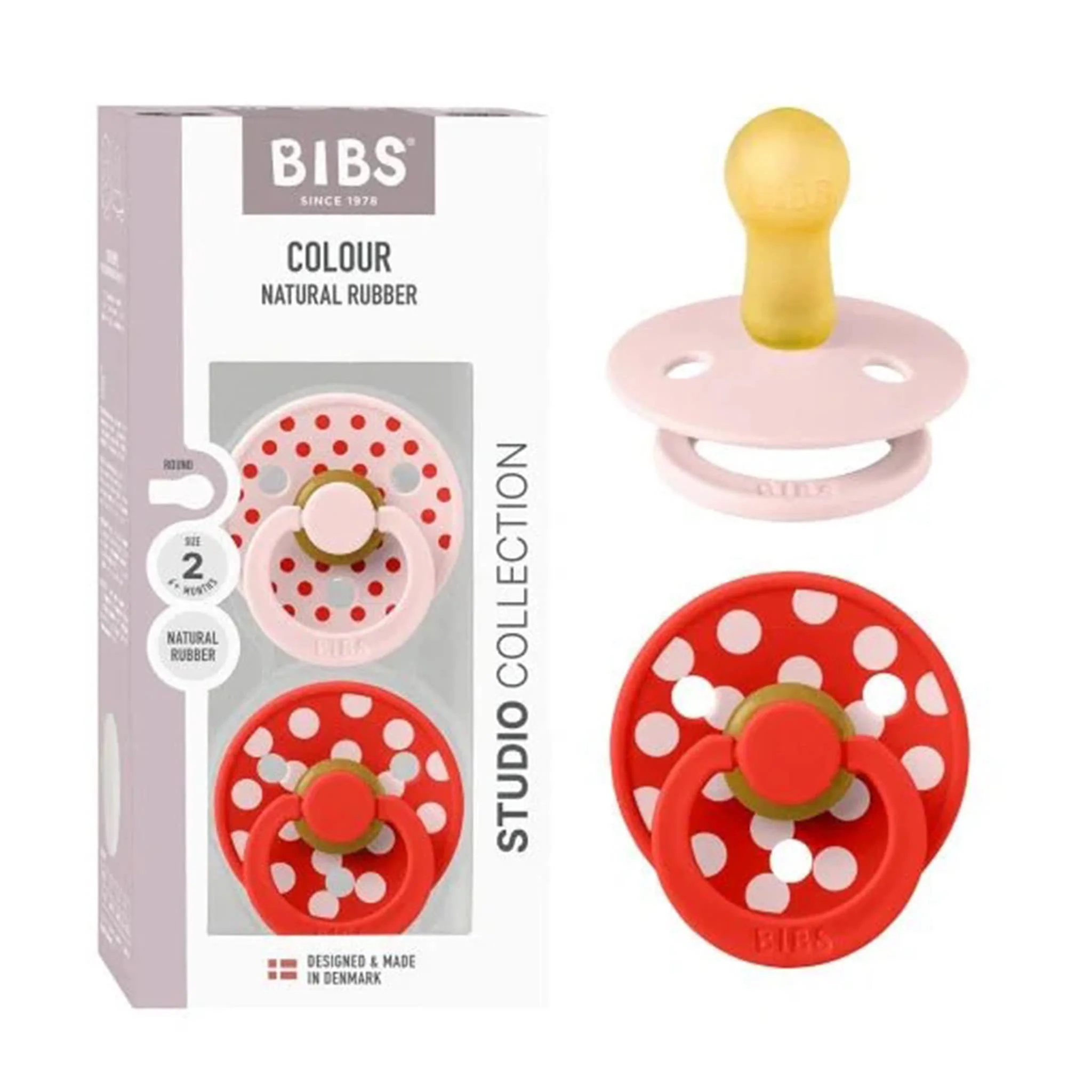 Suce Bibs (2) 0-6mois - Pois Rose (Grandeur 1) - Image 3