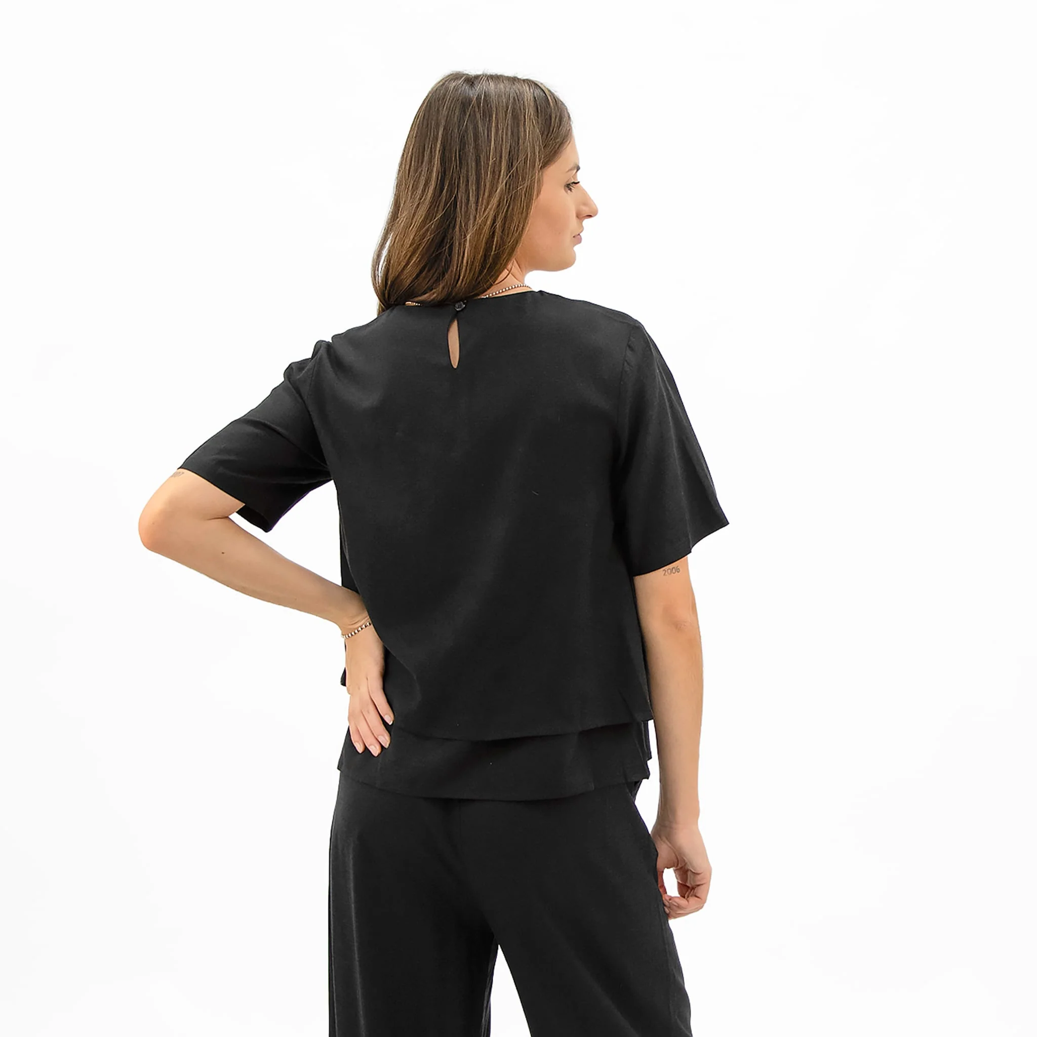 T-shirt Allaitement Lin Noir - Image 3