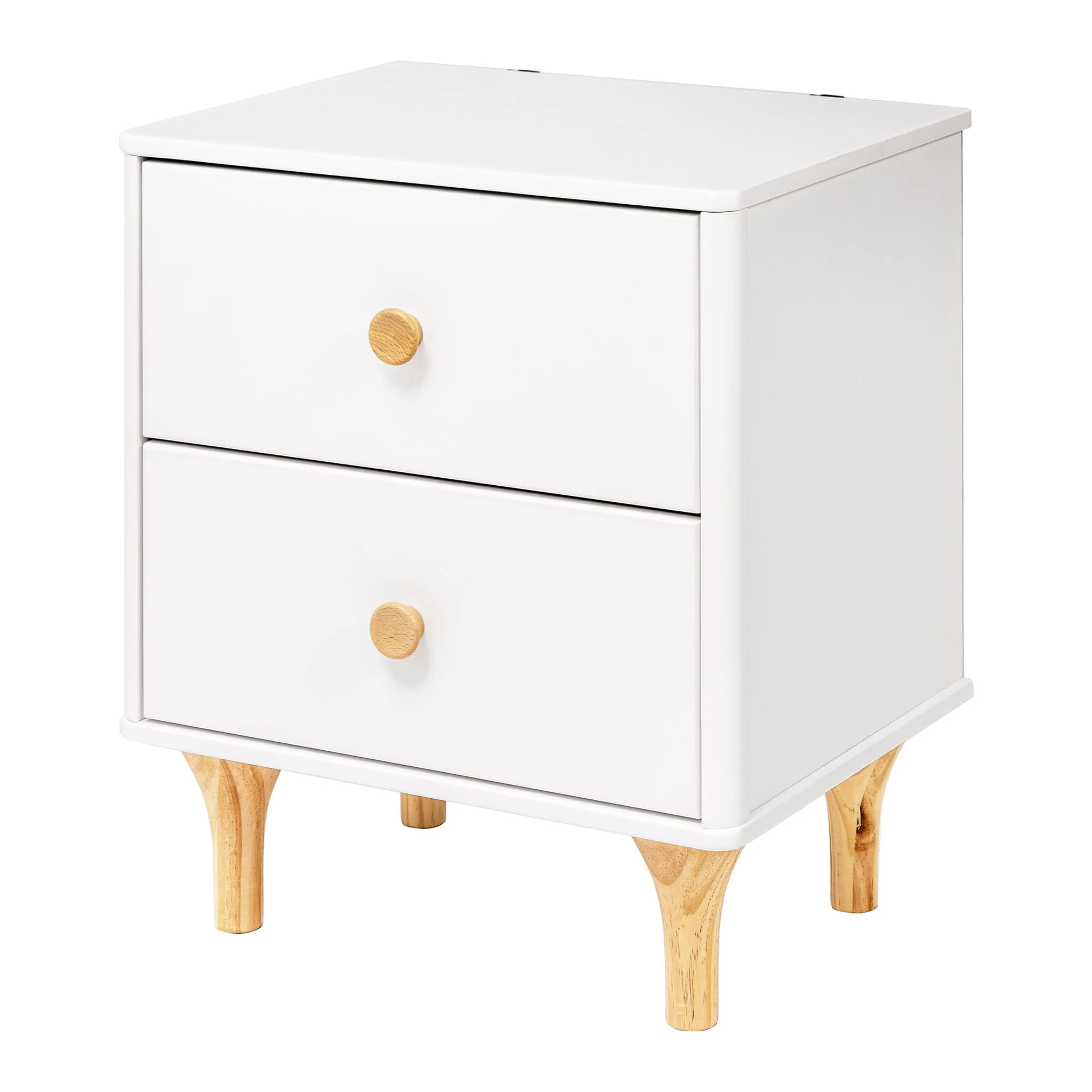 Table de Nuit Lolly avec Port USB - Blanc et Naturel