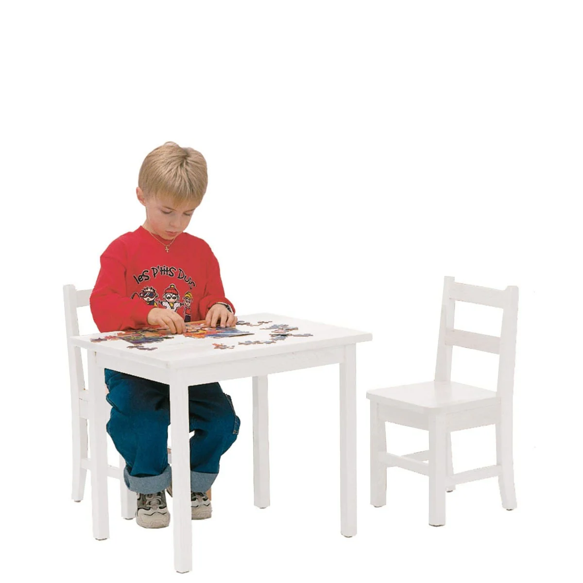 Table et Chaises en Bois - Blanc - Image 4