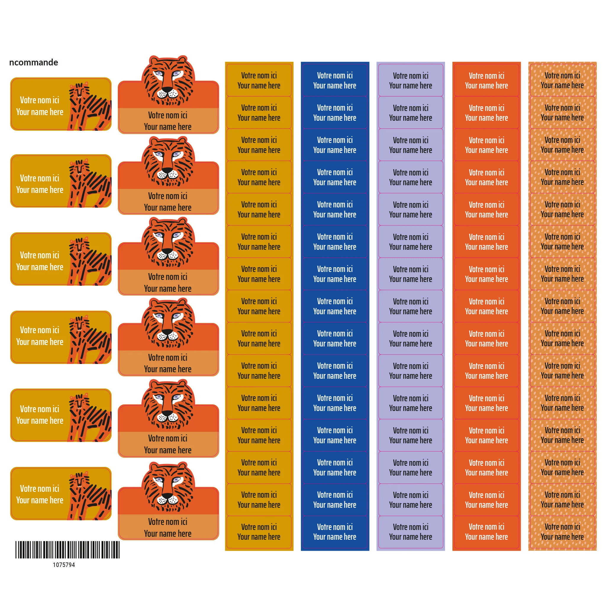 Étiquettes Scolaire - Tigres - Image 2