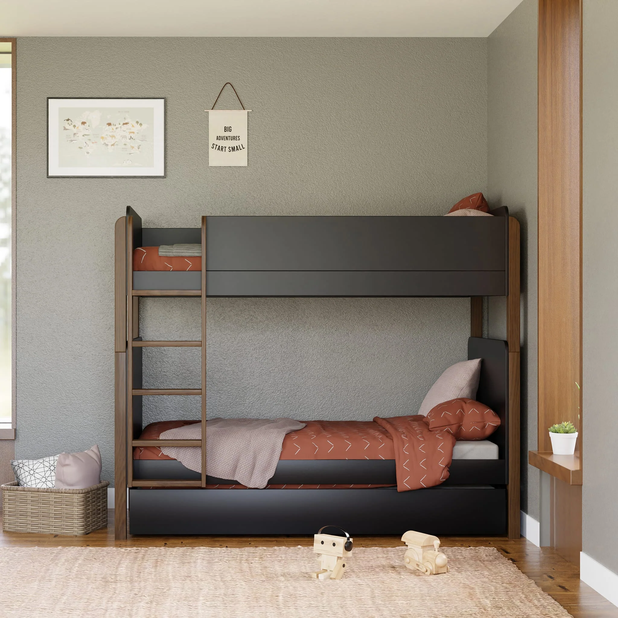 Tiroir de Rangement pour Lit Gigogne Simple Universel - Noir - Image 9