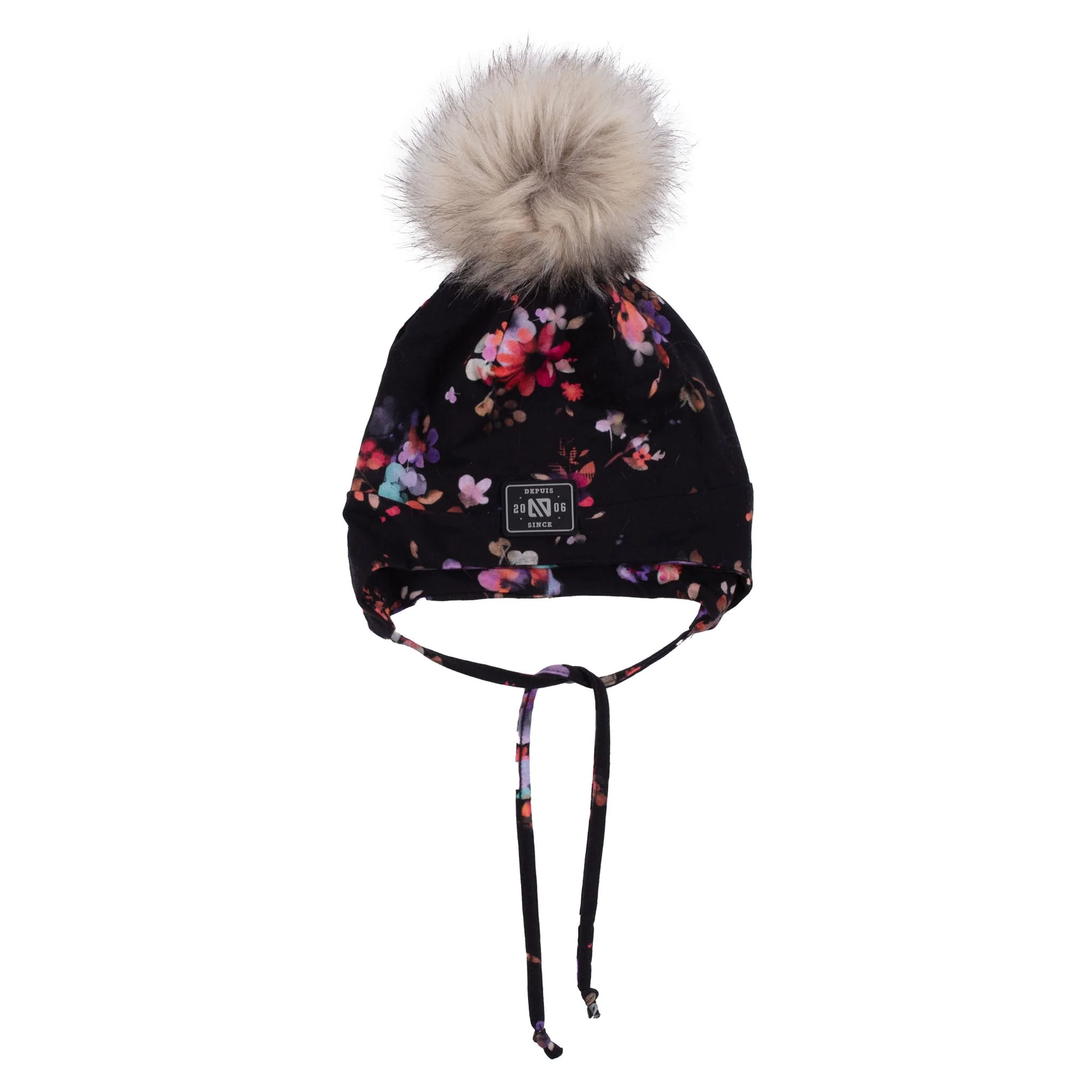 Tuque Doublée Imprimée Noire 12-24mois